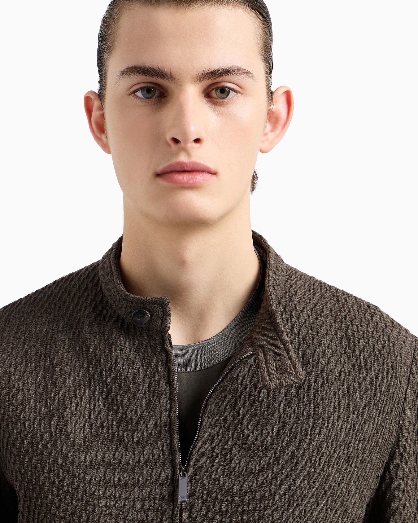 Blouson in 3D-effect virgin-wool stretch jersey knit Slide 5