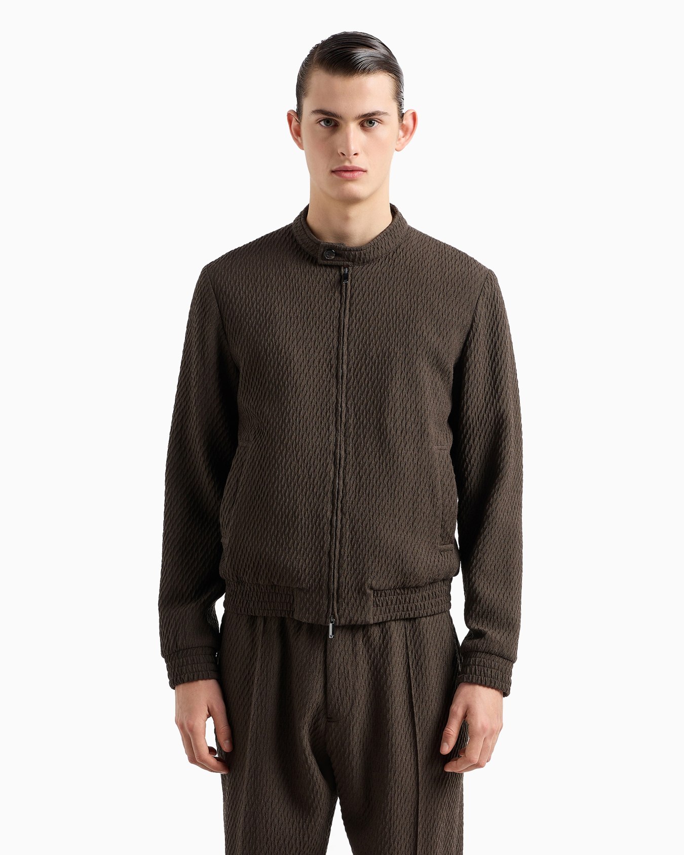 Blouson in 3D-effect virgin-wool stretch jersey knit Slide 2