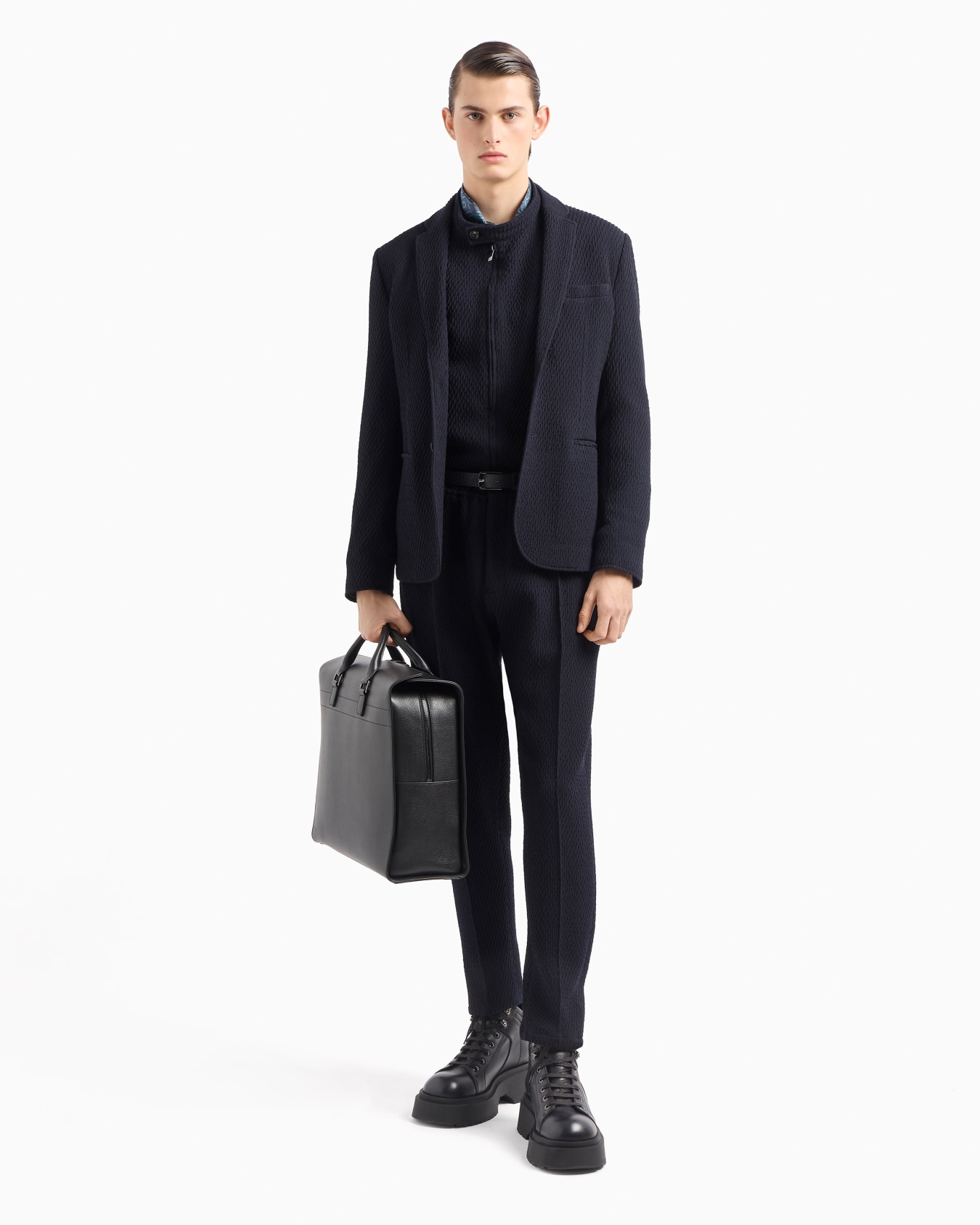 Blouson in 3D-effect virgin-wool stretch jersey knit Slide 4