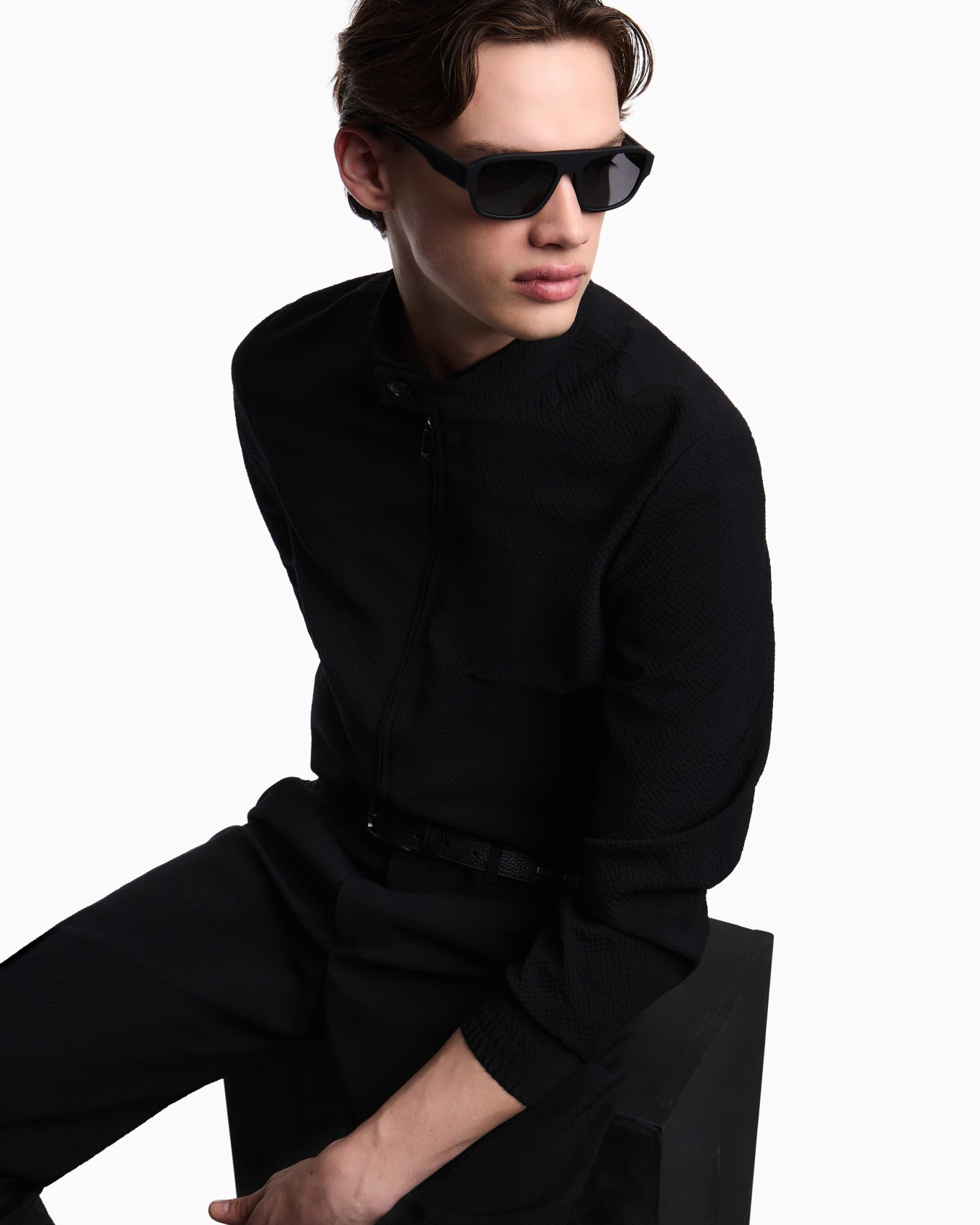 Light wool stretch seersucker blouson Slide 5