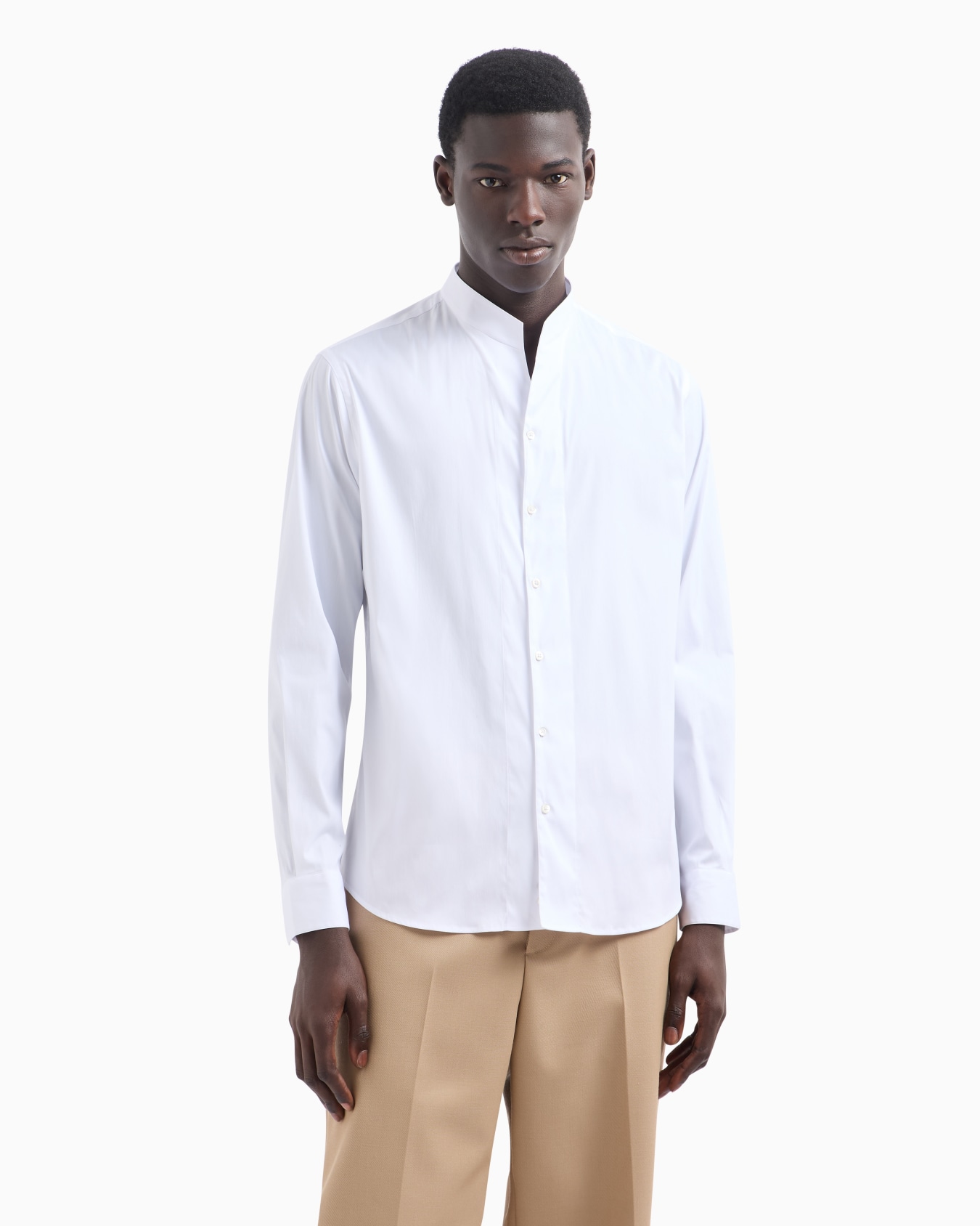 Chemise col officier en satin stretch Diapositive 3