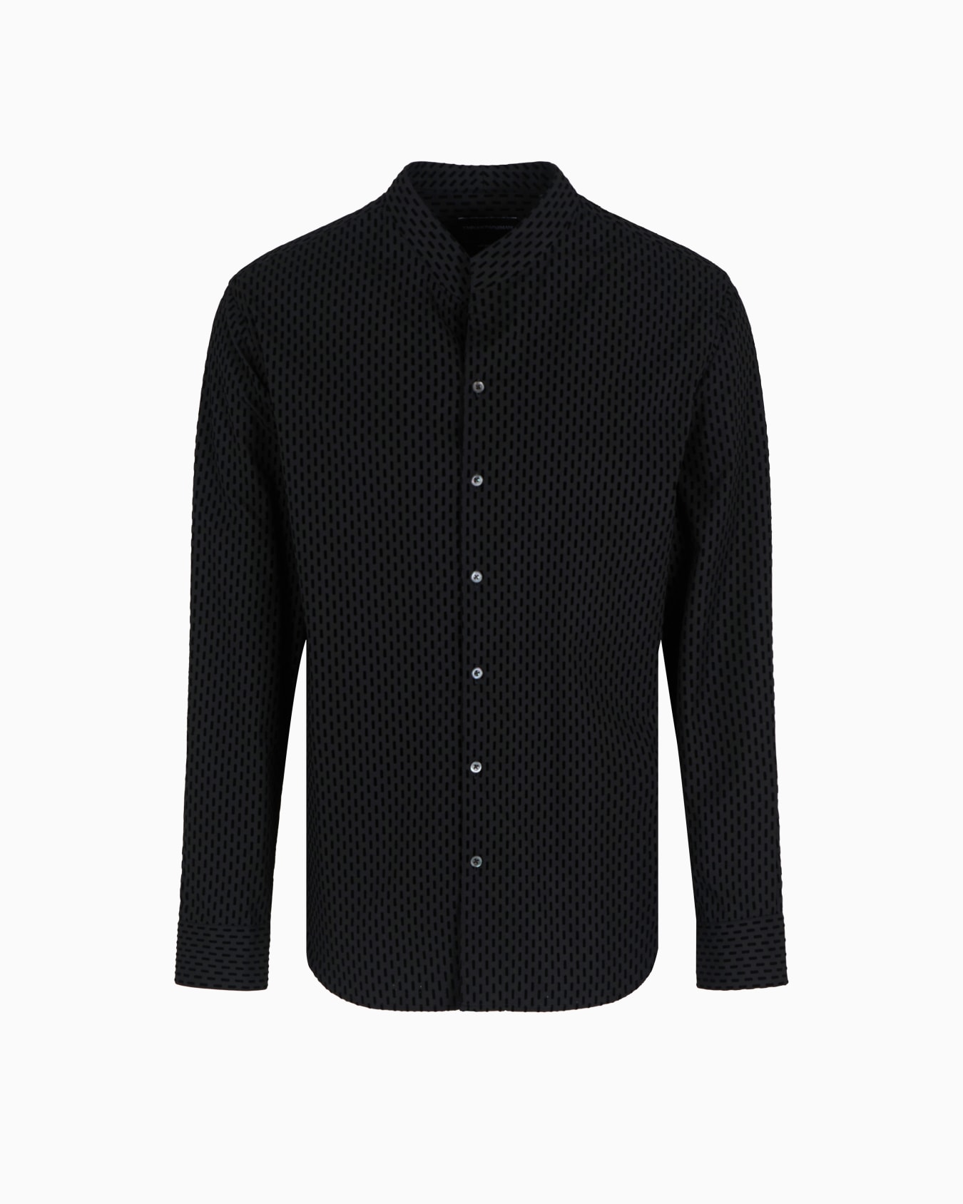 Shirt with guru collar in an all-over flocked print Slide 0