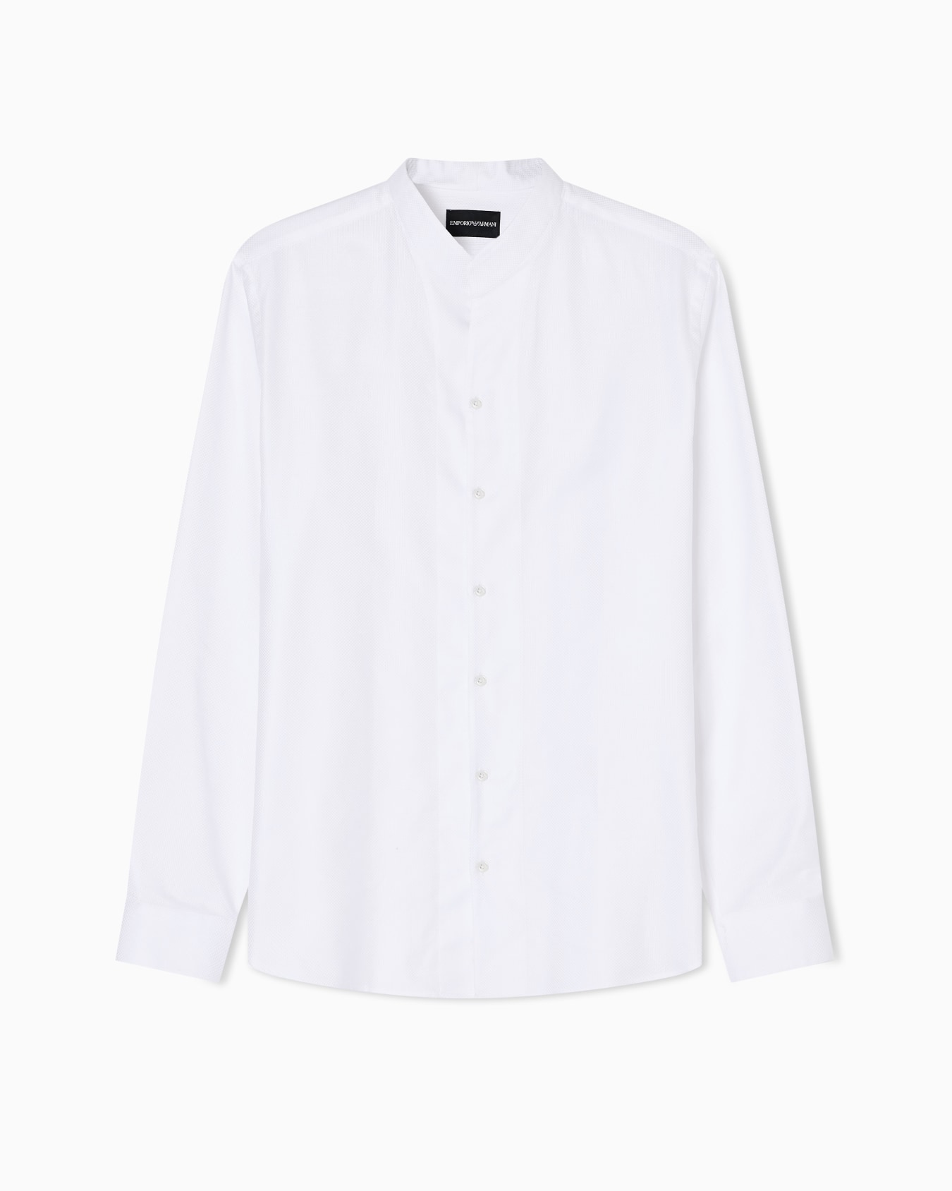 Chemise à col officier en coton armuré Diapositive 0
