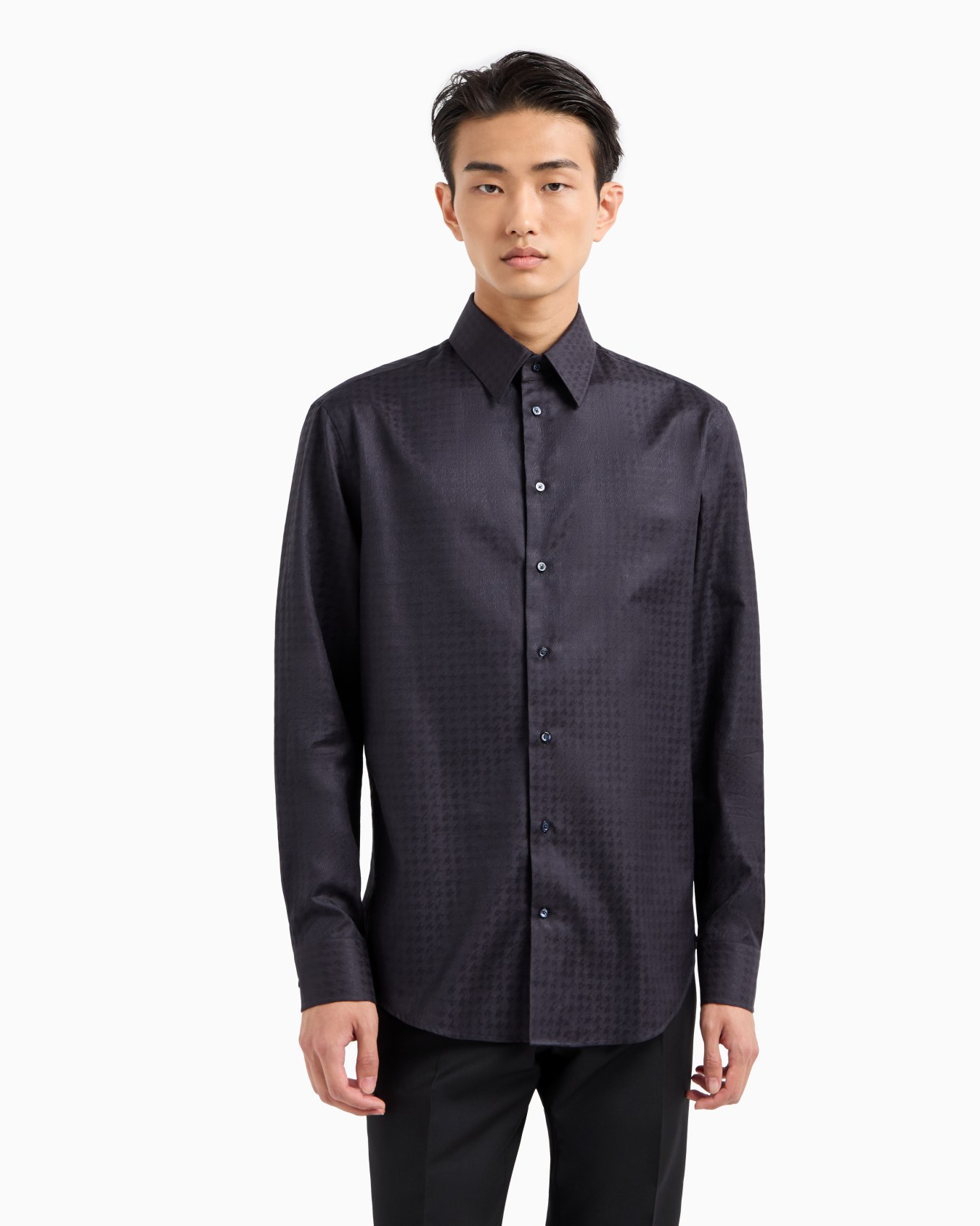 Cotton shirt with a jacquard motif Slide 1