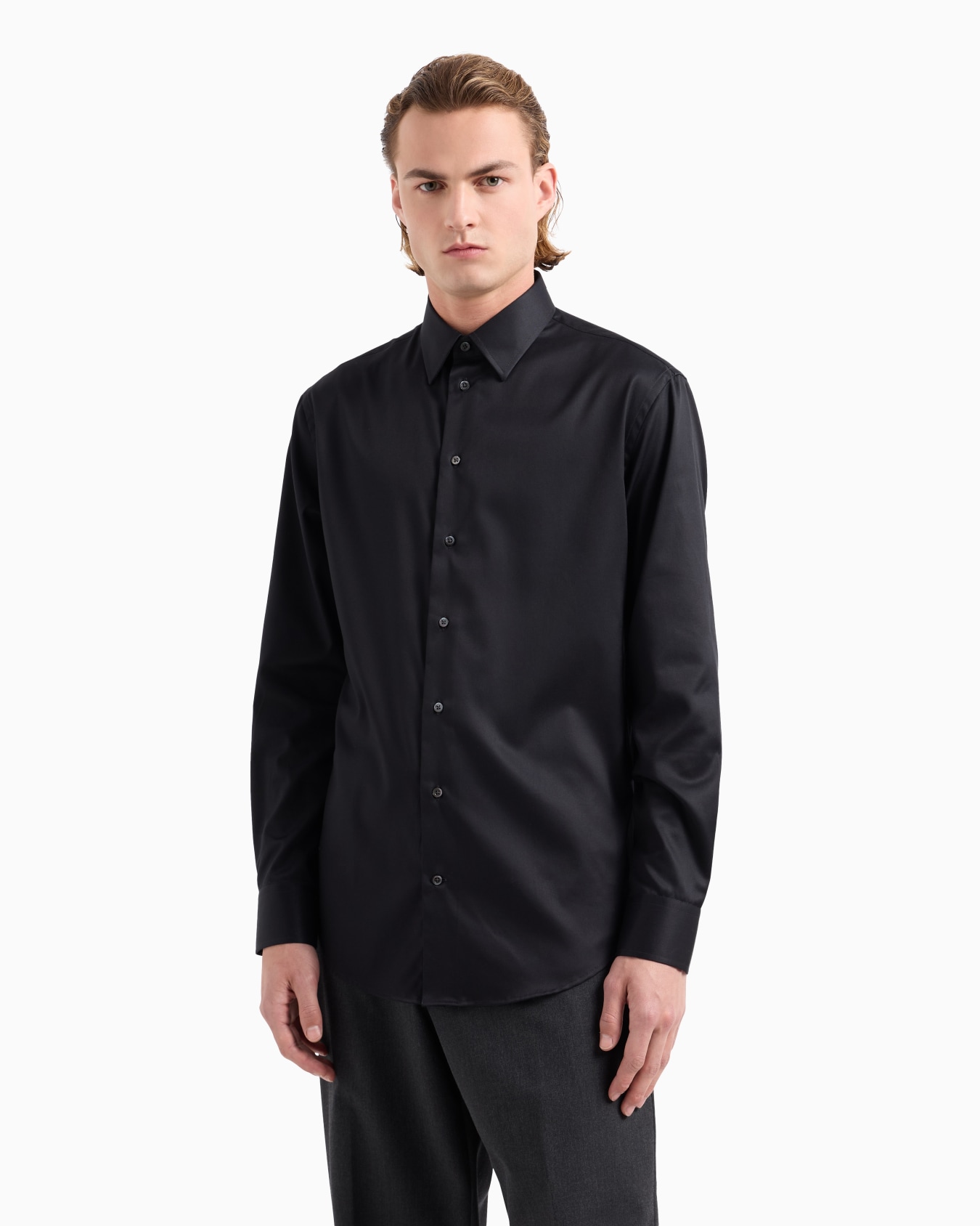 Camicia in cotone stretch no iron Slide 1