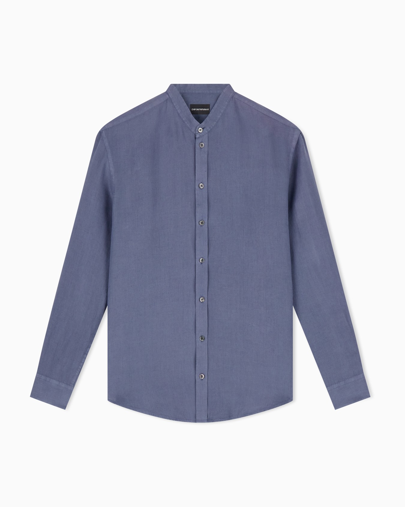 Camisa de lino teñido en prenda con cuello de tira Diapositiva 0