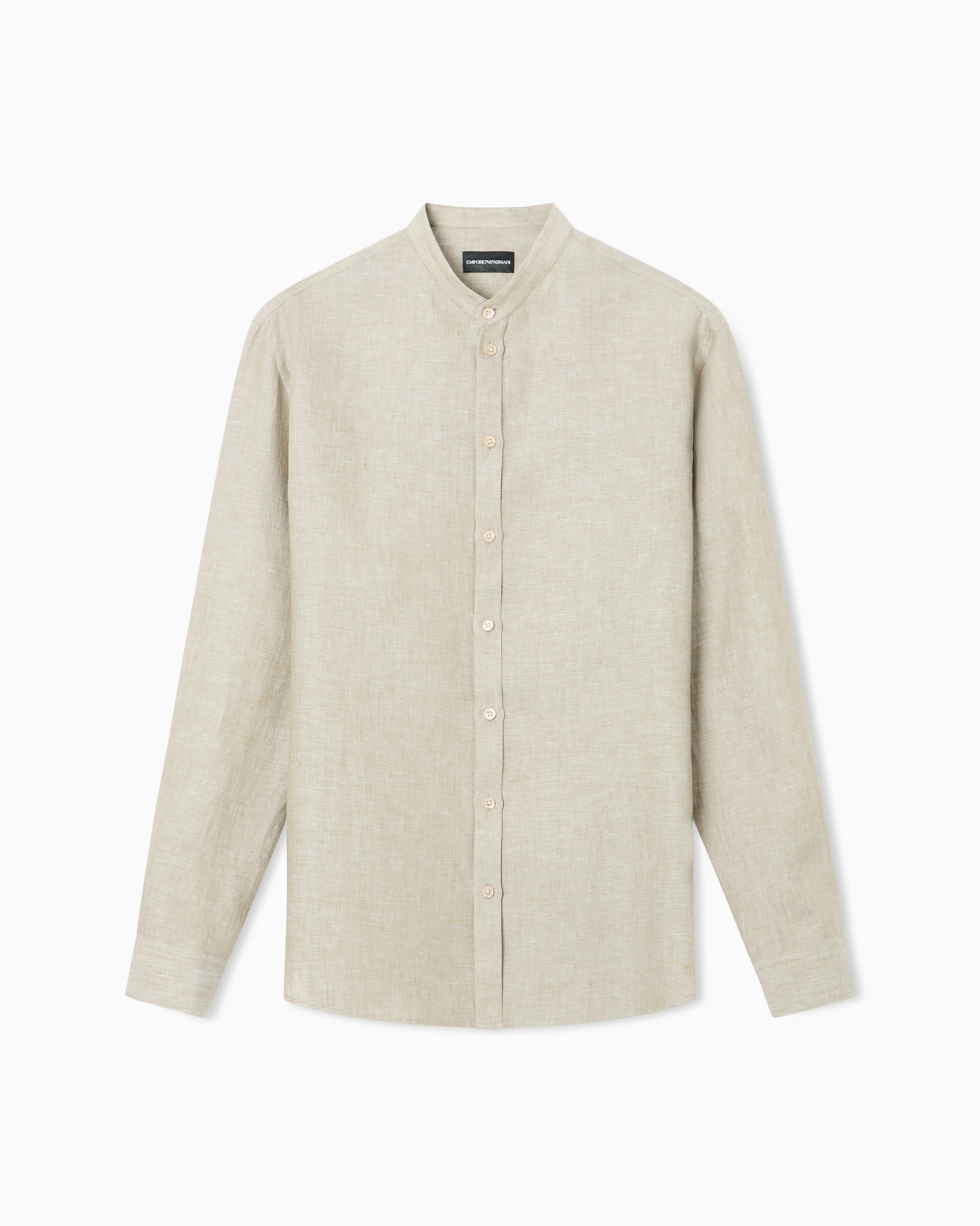 Pure linen shirt with guru collar Slide 0