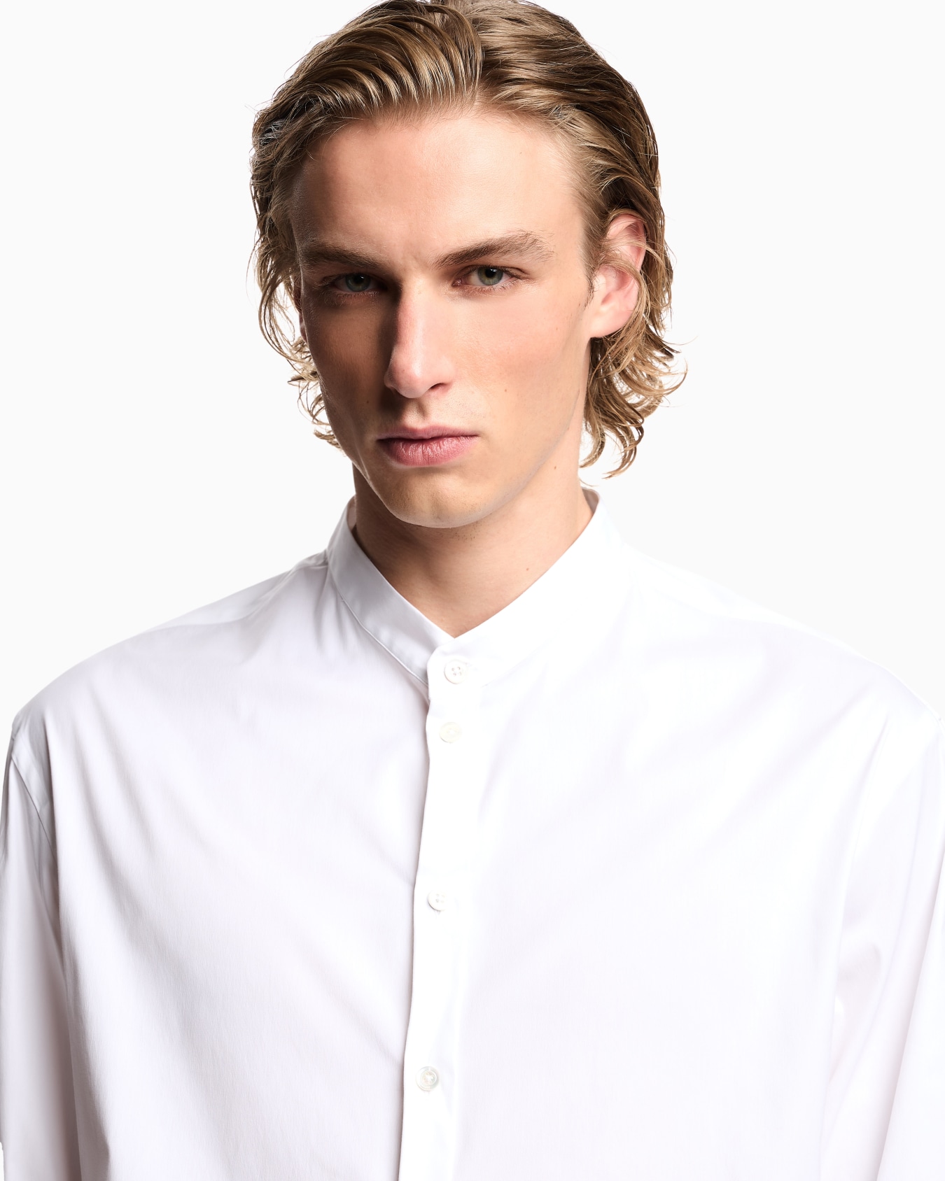 Guru collar shirt in stretch techno cotton Diapositive 3