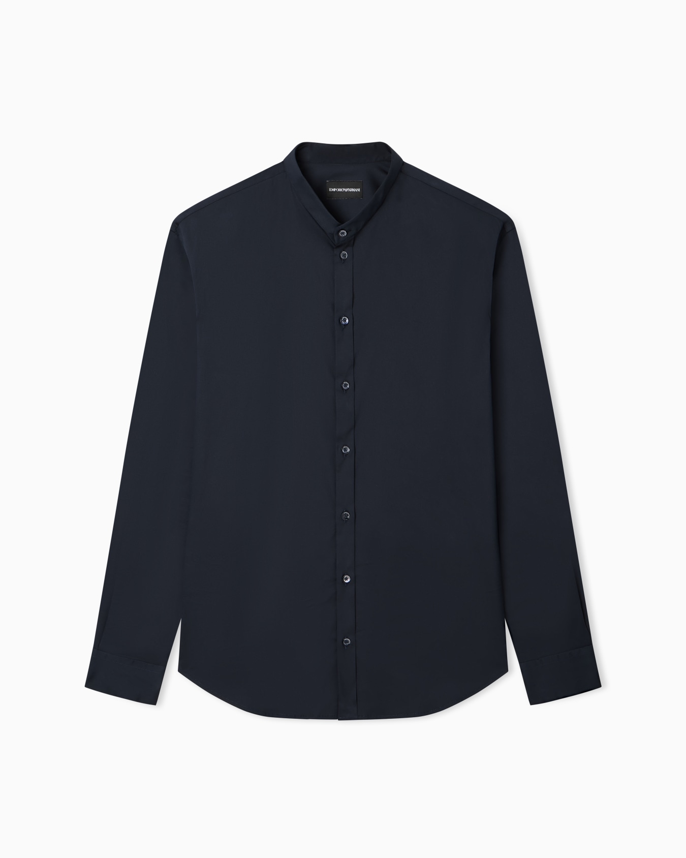 Shirt with guru collar in technical stretch cotton Slide 0