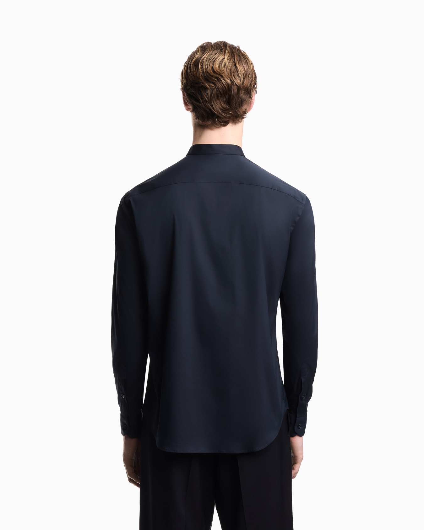 Shirt with guru collar in technical stretch cotton Slide 2