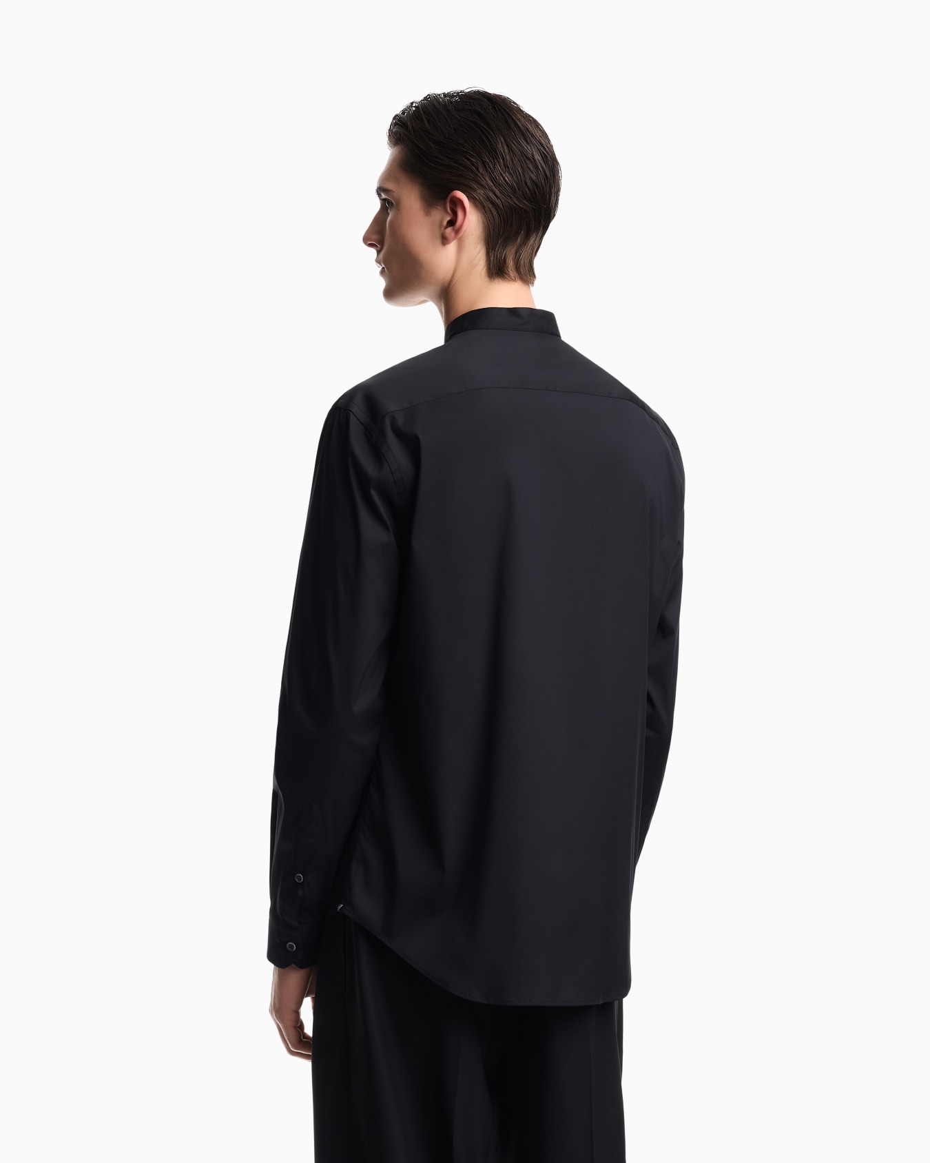 Shirt with guru collar in technical stretch cotton Slide 3