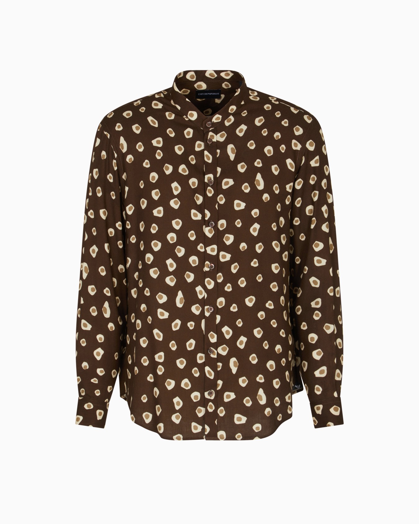 Camicia collo guru in tessuto fluido stampa macro animalier Slide 0