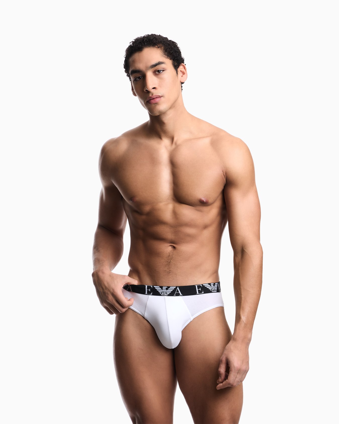 Three-pack of briefs with bold monogram logo Slide 1