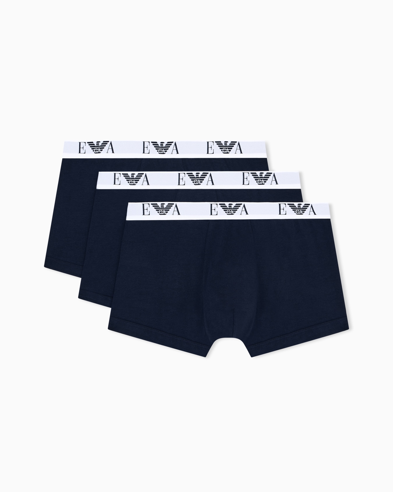 Paquete de tres calzoncillos bóxer en punto elástico con banda con logotipo EA Diapositiva 0