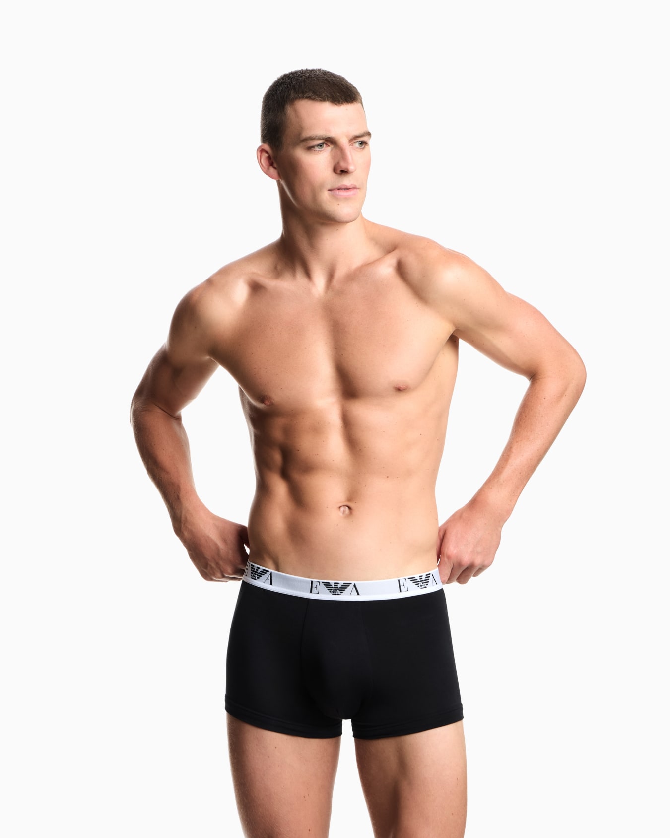 Three-pack of stretch jersey boxer briefs with EA logoband Slide 1