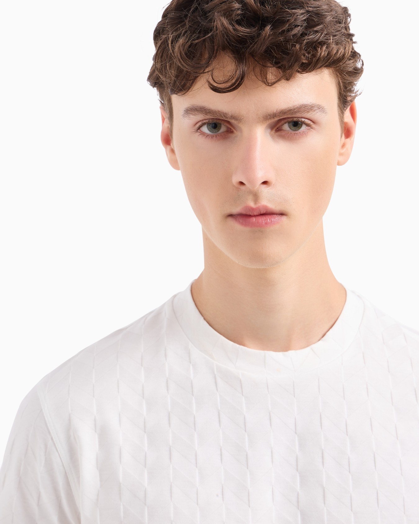 T-shirt in jersey con pattern jacquard all over Slide 4