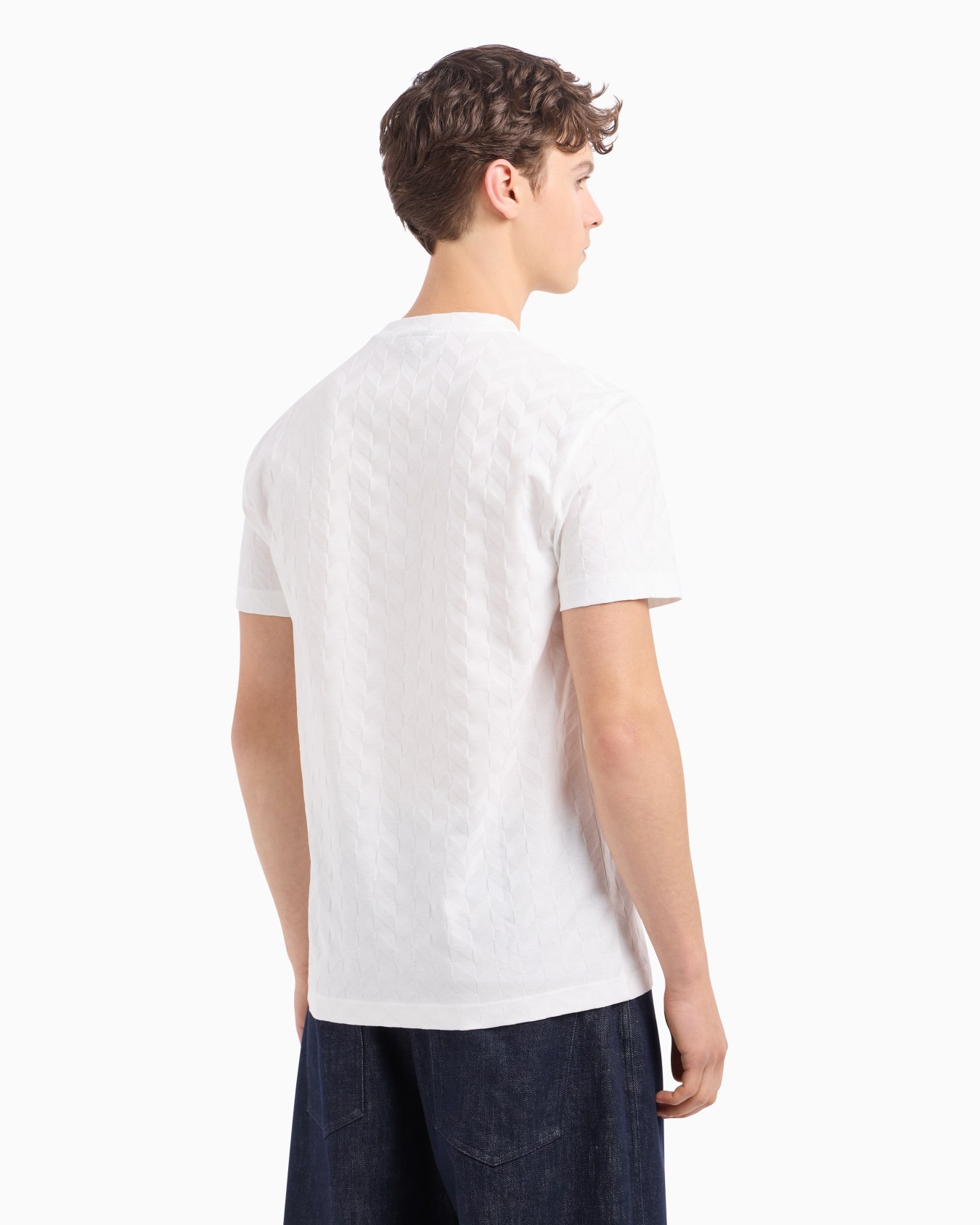 T-shirt in jersey con pattern jacquard all over Slide 2