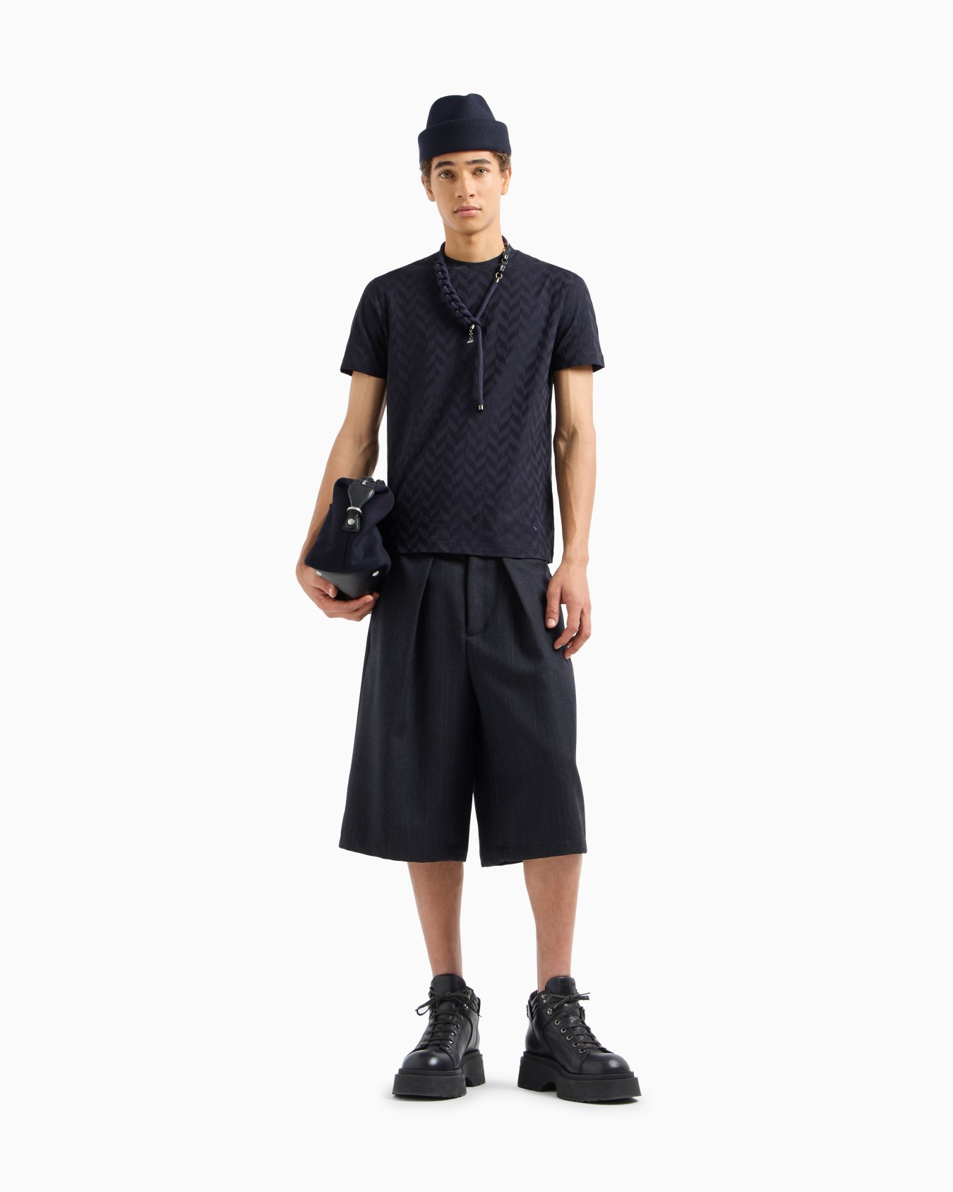 Jersey T-shirt with all-over jacquard pattern Diapositiva 1