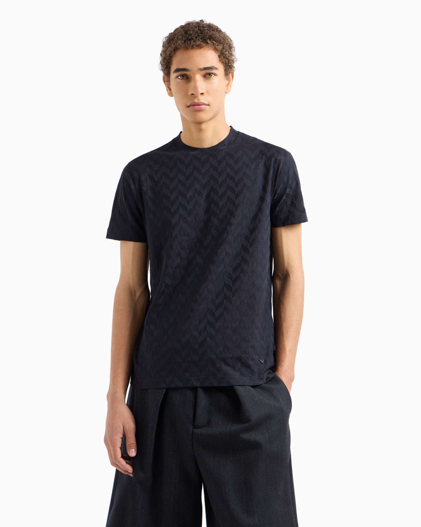 Jersey T-shirt with all-over jacquard pattern Diapositiva 3