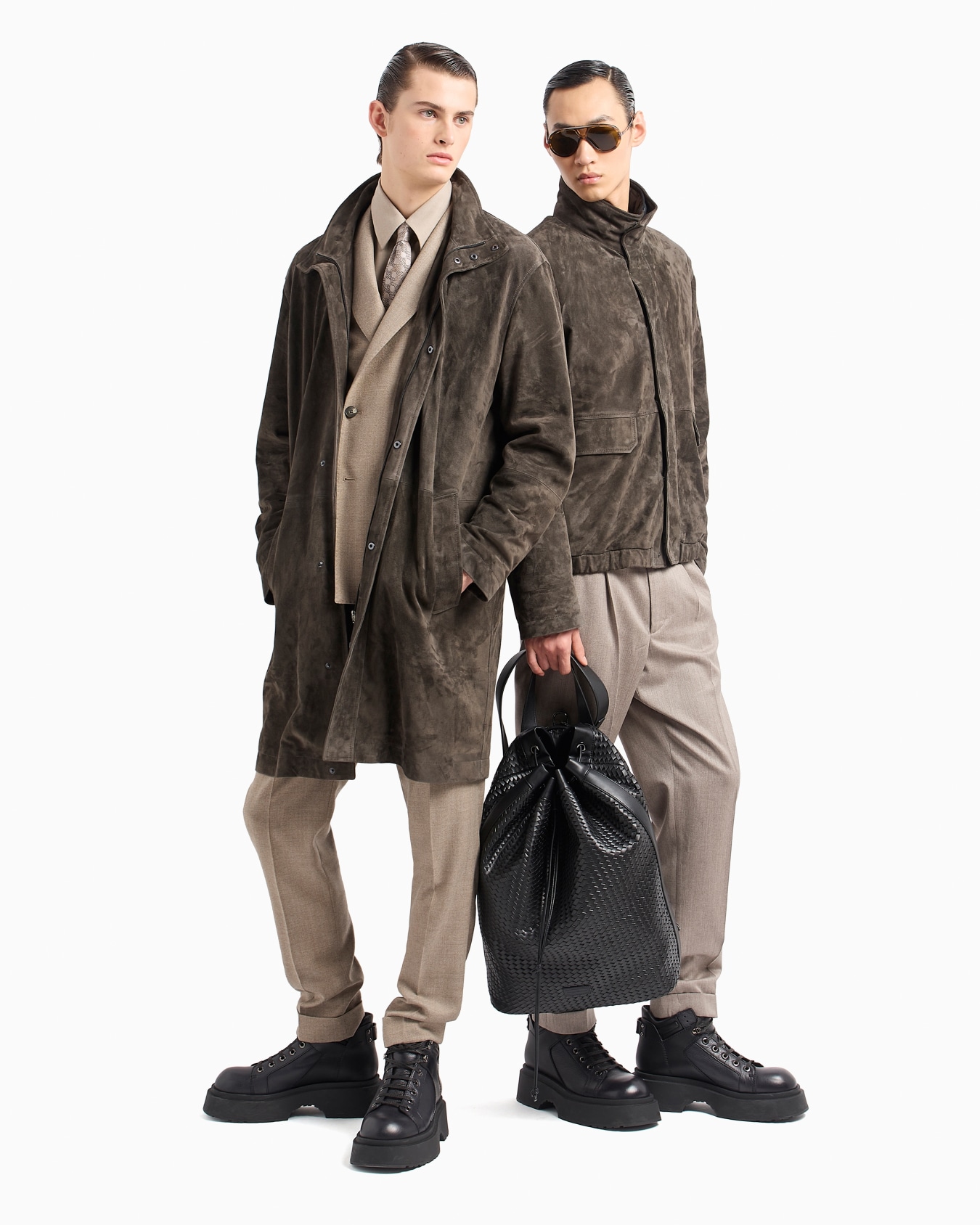 Goat suede relaxed-fit blouson with removable inner jacket Slide 4
