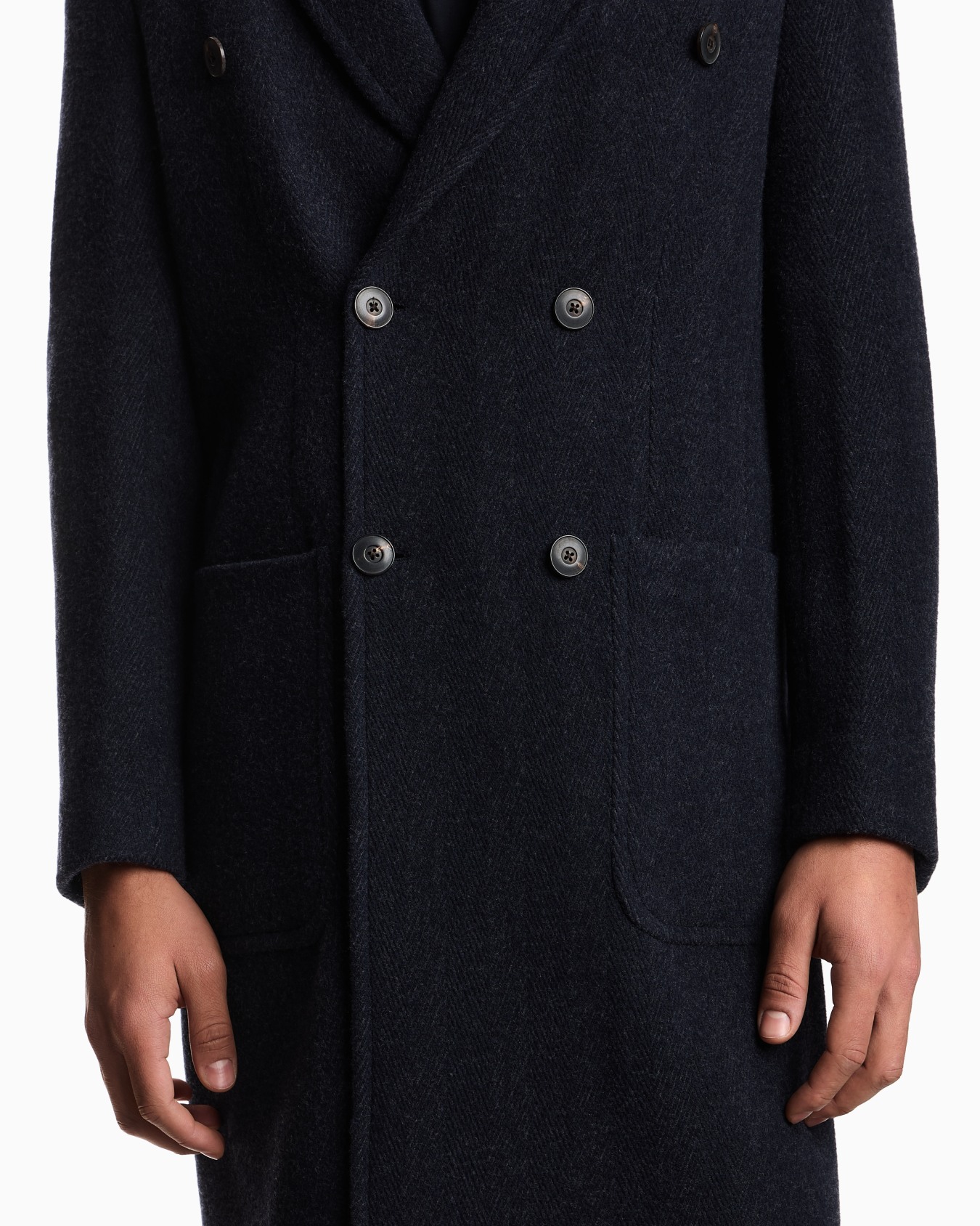 Double-breasted chevron mélange wool coat Slide 2