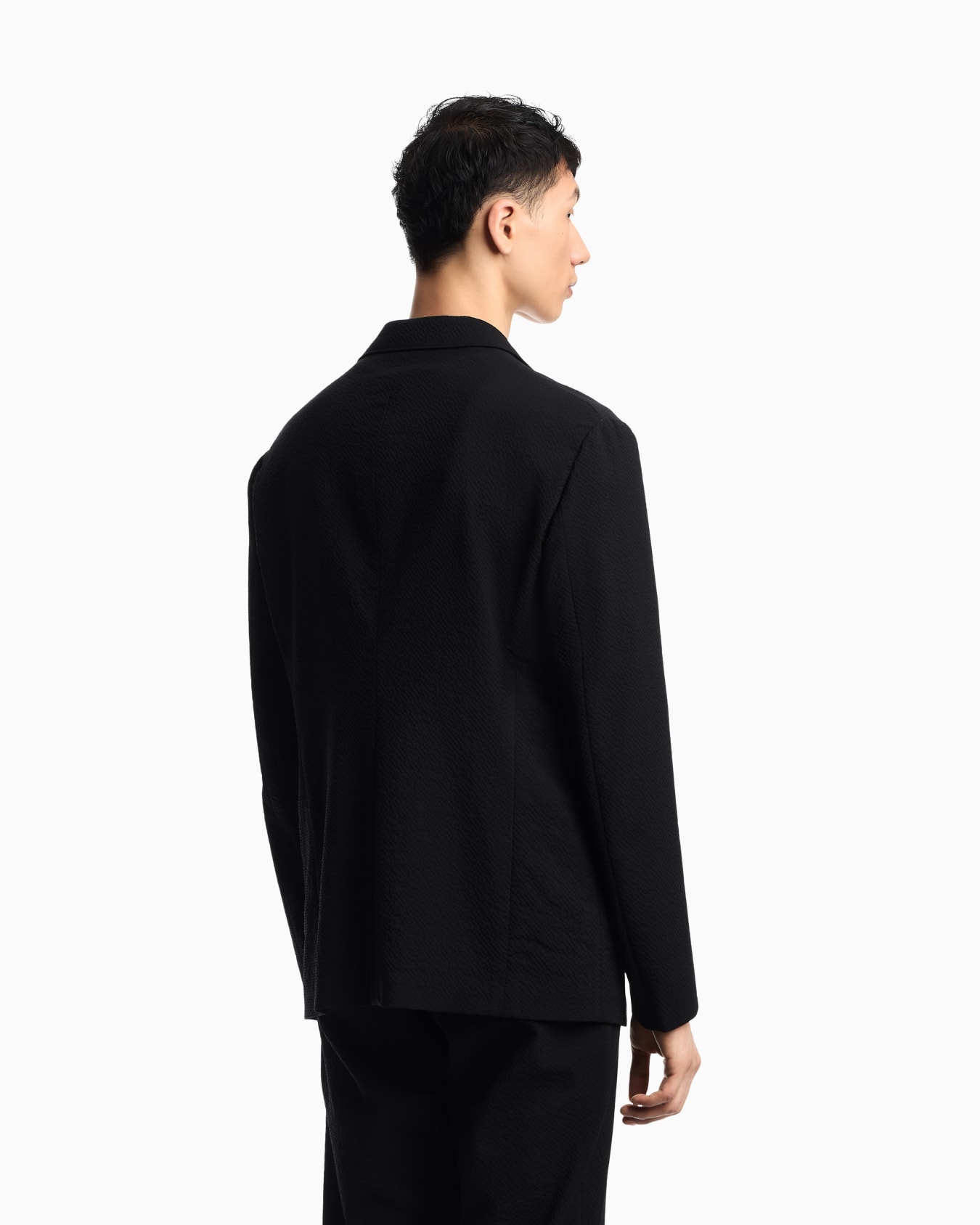 Single-breasted jacket in tropical light wool canvas with detachable inner panel Slide 5