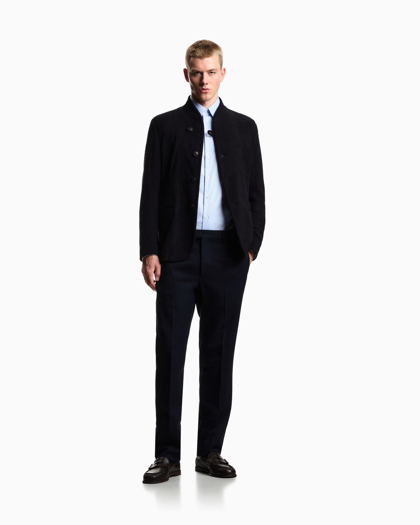Guru collar jacket in terry jersey with a chevron motif Slide 1