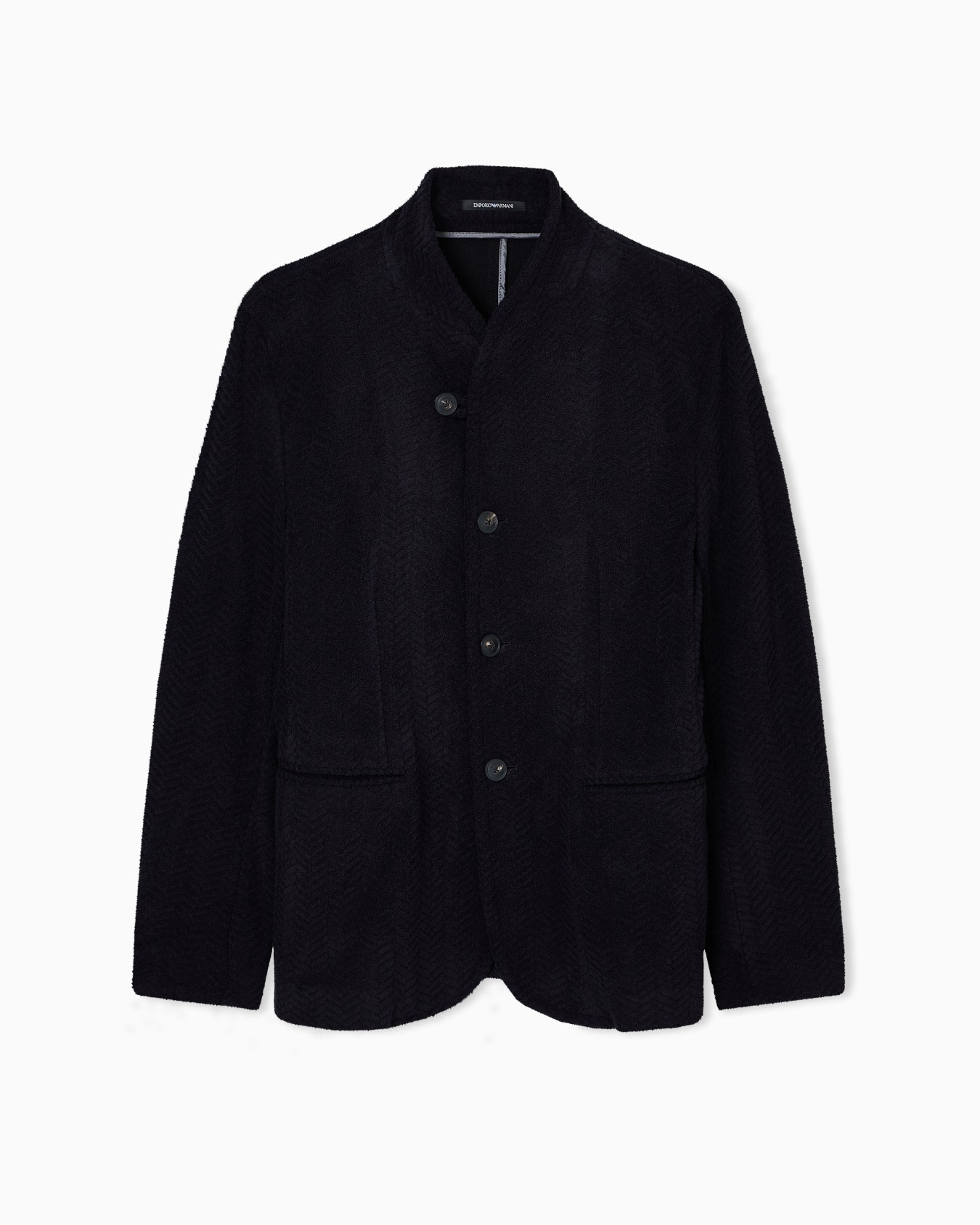 Guru collar jacket in terry jersey with a chevron motif Slide 0