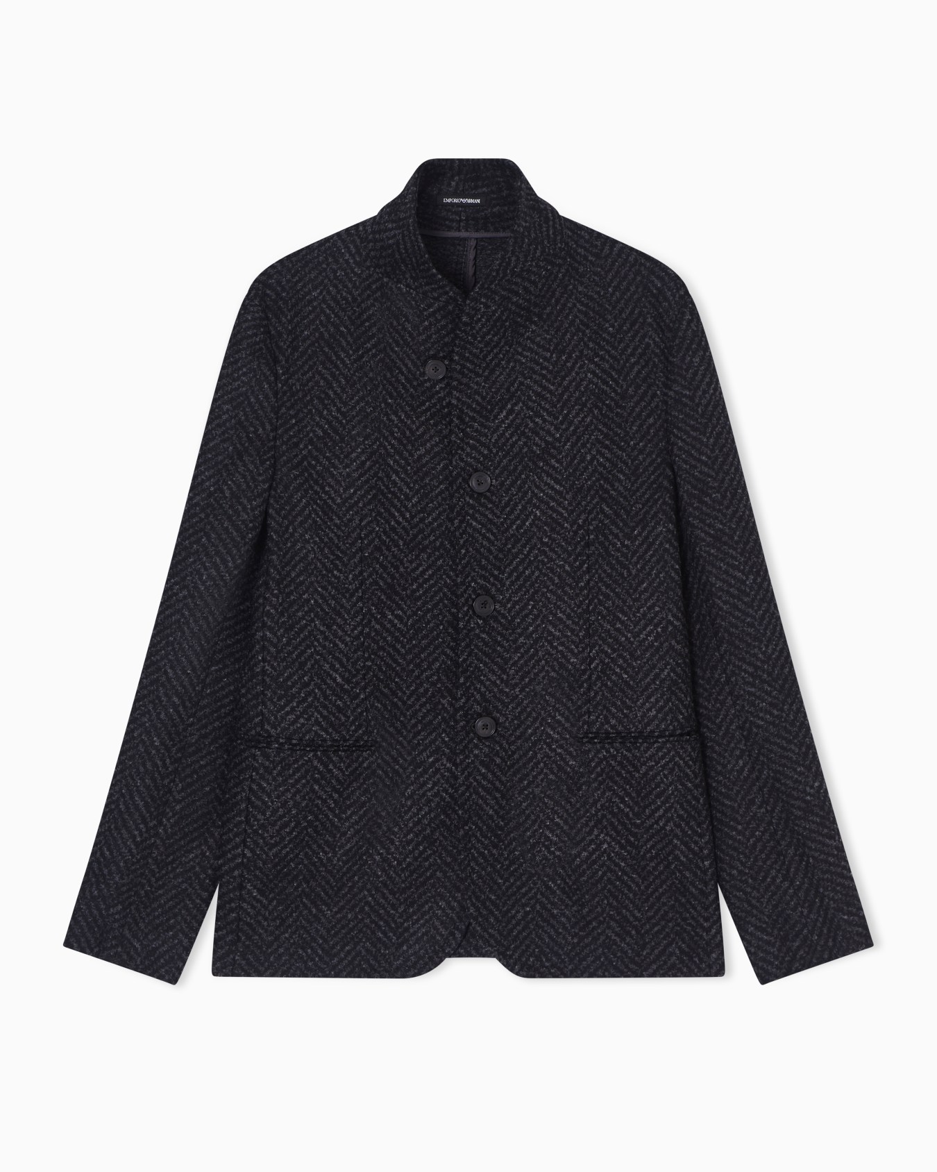 Guru-collar jacket in jacquard jersey with a chevron motif Slide 0