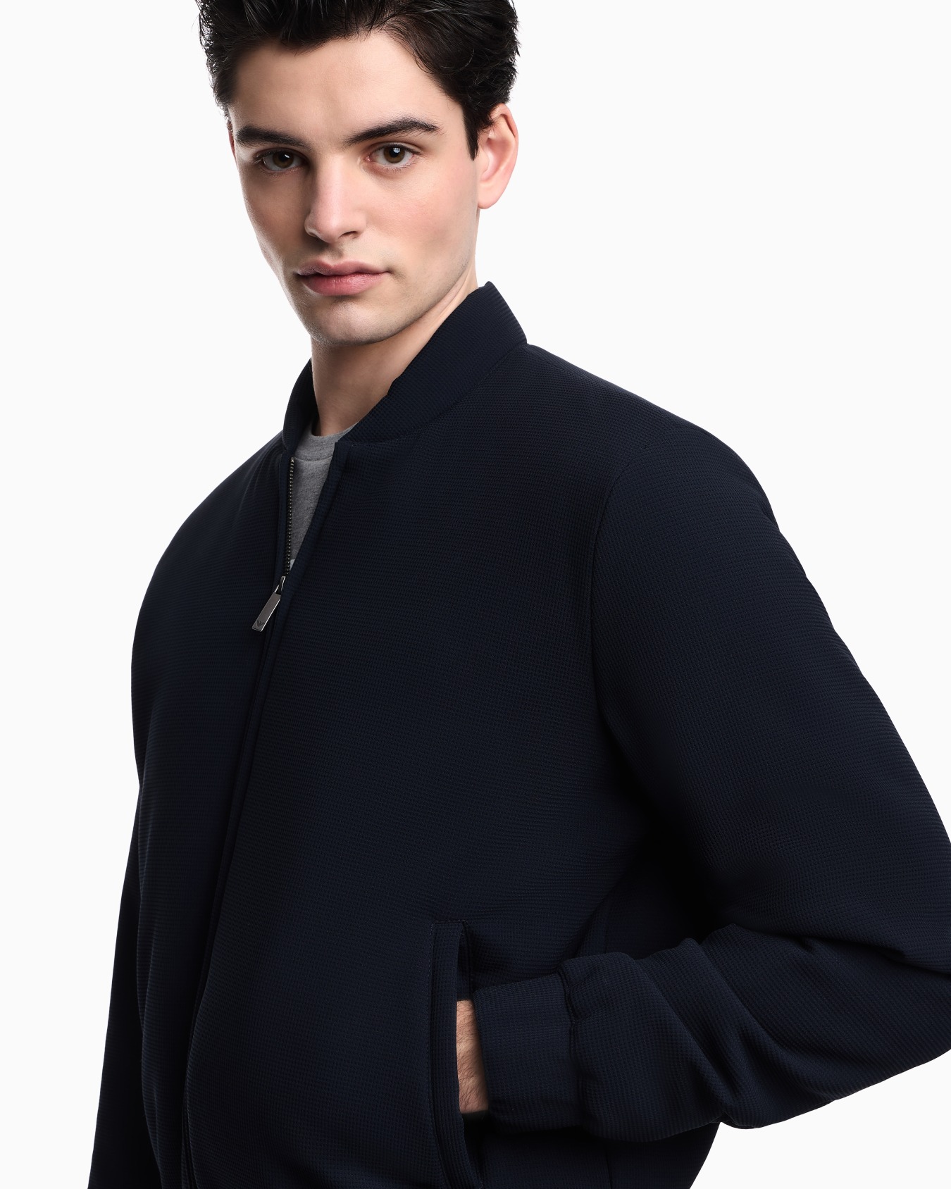 Icon 3D piqué-effect crêpe jersey blouson Slide 4