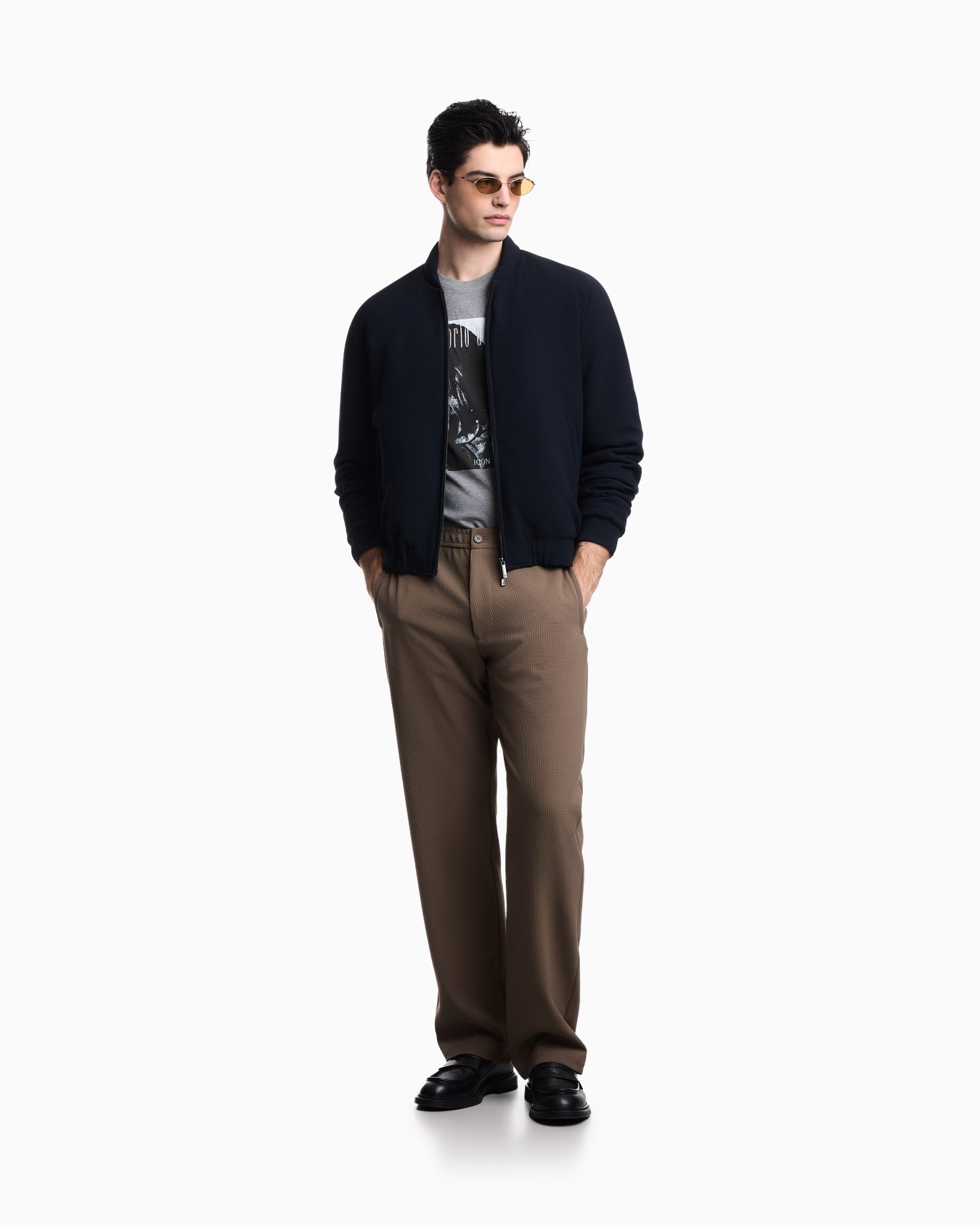 Icon 3D piqué-effect crêpe jersey blouson Slide 1