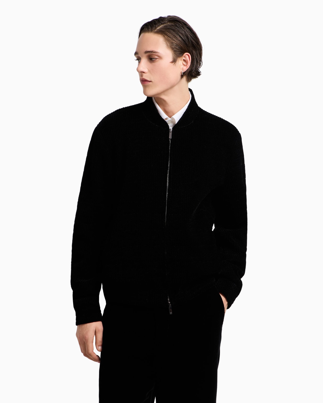 Icon quilted stretch velvet blouson Slide 4