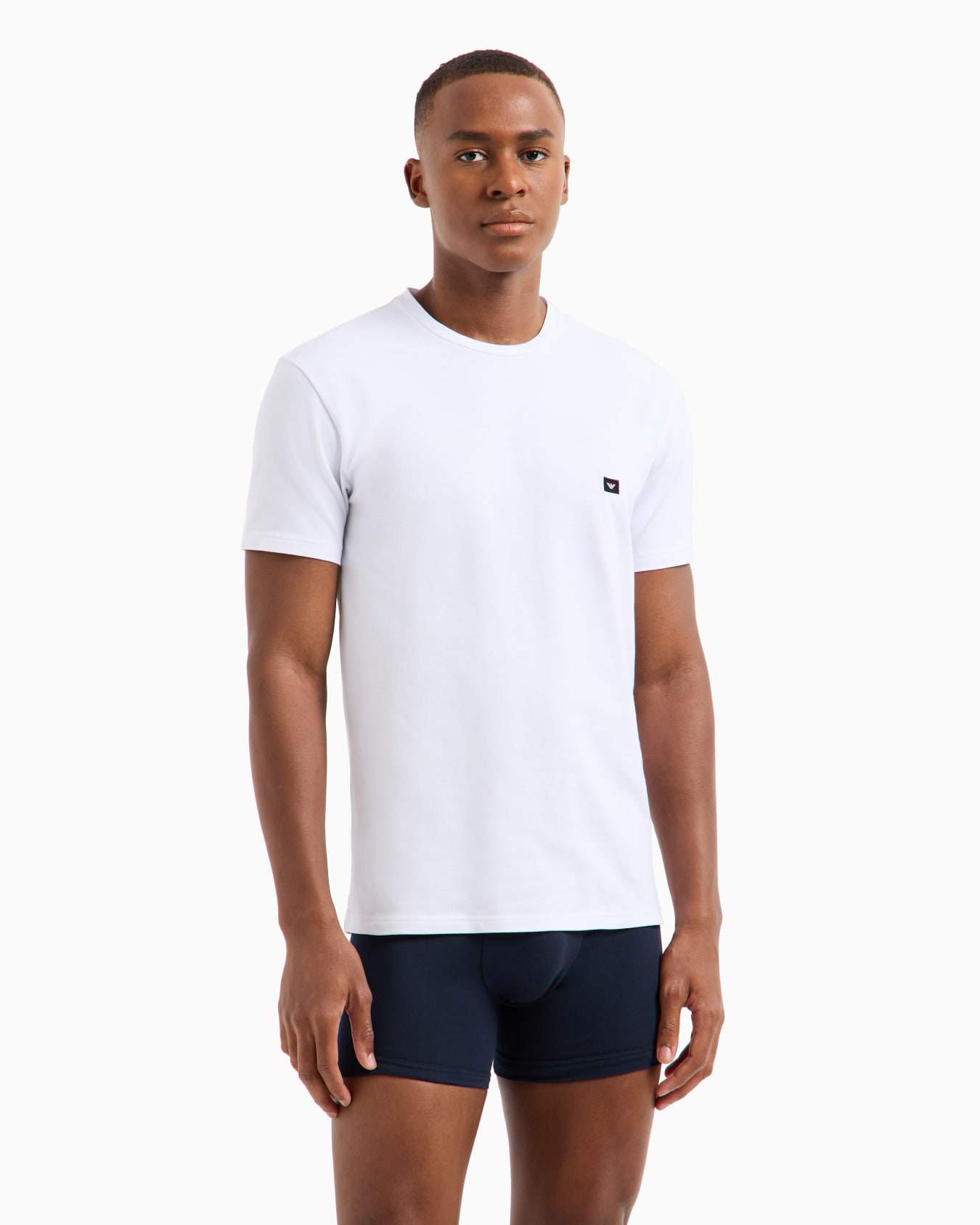 Loungewear fitted stretch piqué T-shirt Slide 1