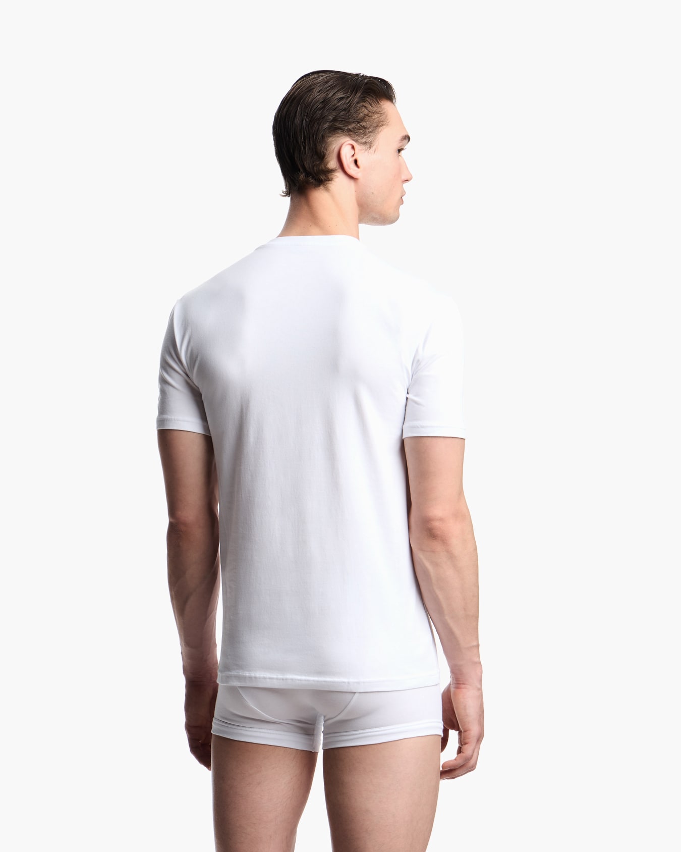 Loungewear fitted stretch jersey V-neck T-shirt Slide 2