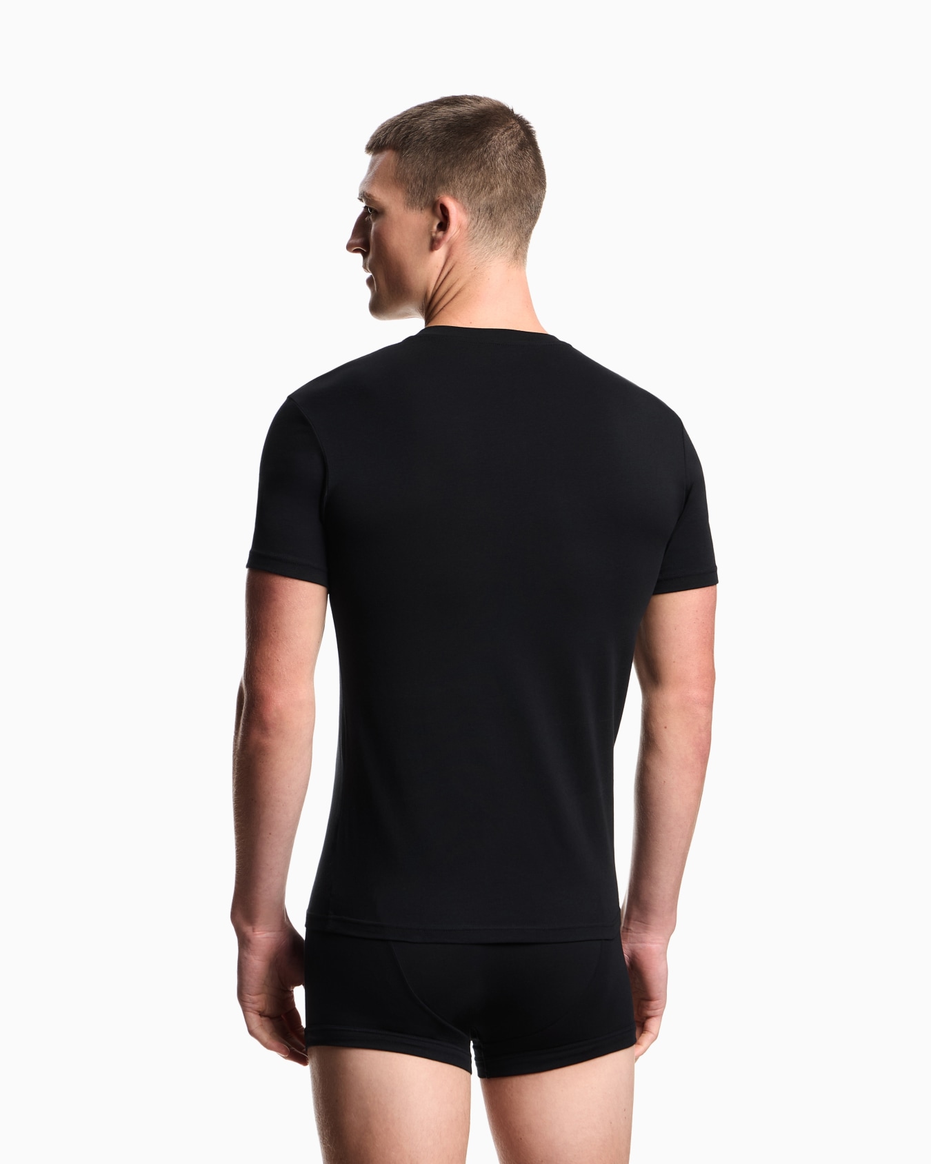 Loungewear fitted stretch jersey V-neck T-shirt Slide 2