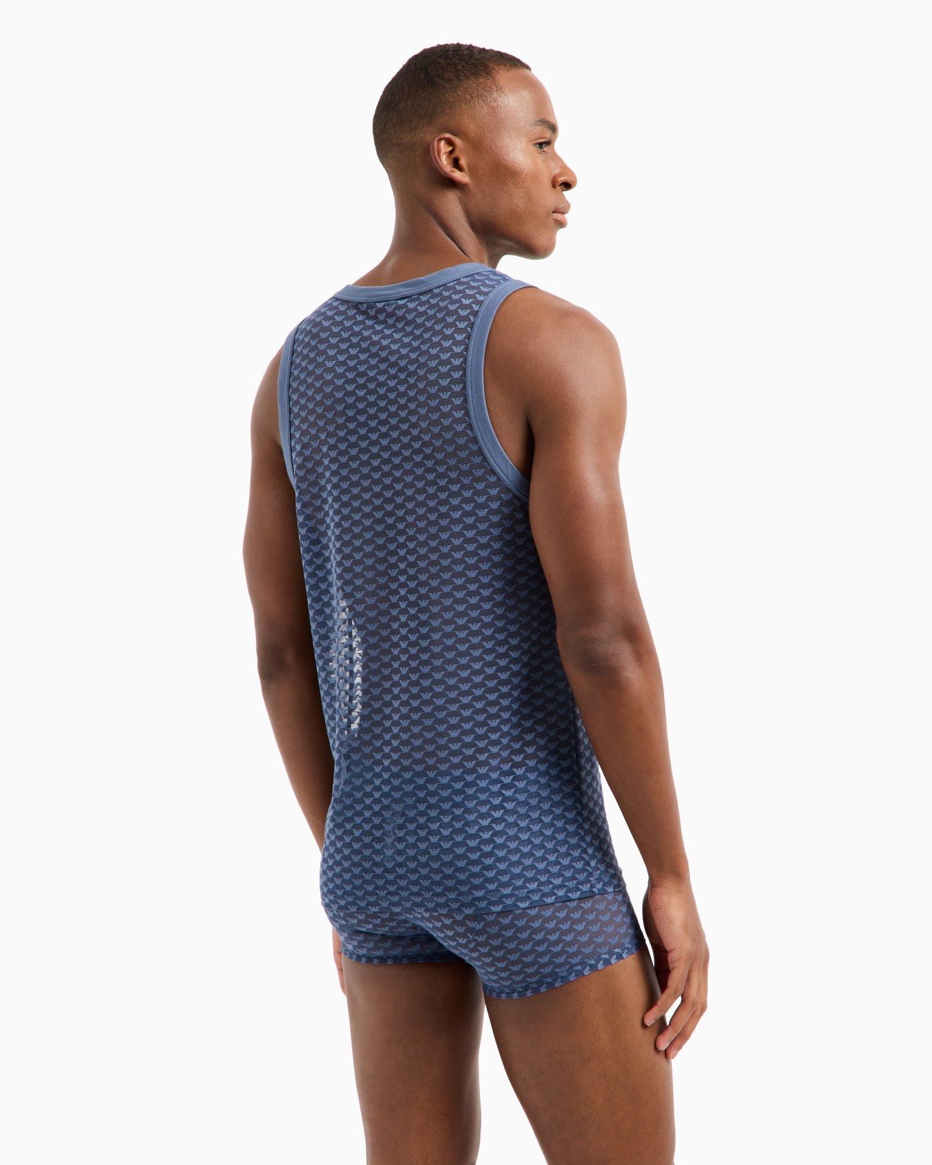 Jacquard mesh tank top with all-over eagle logo Slide 2
