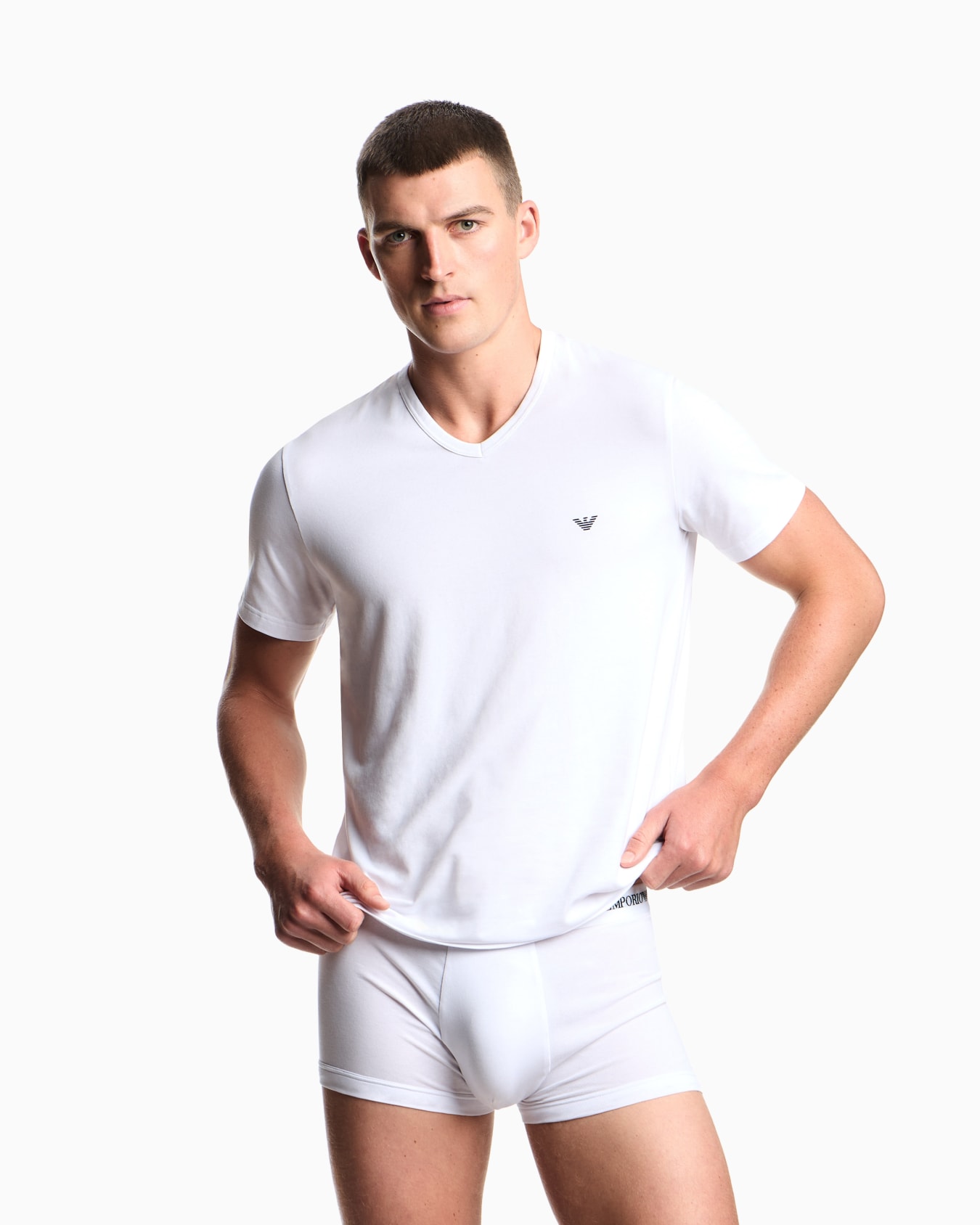 Two-pack of stretch jersey loungewear V-neck T-shirts Slide 1