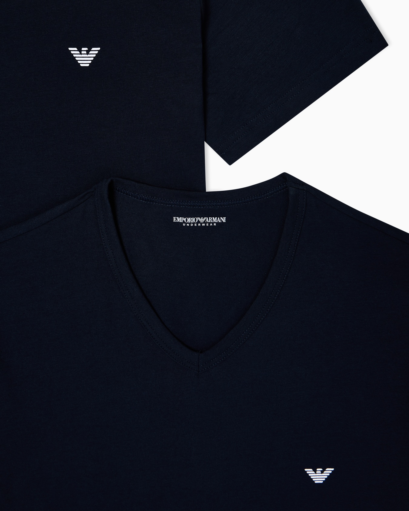 Two-pack of stretch jersey loungewear V-neck T-shirts Slide 3