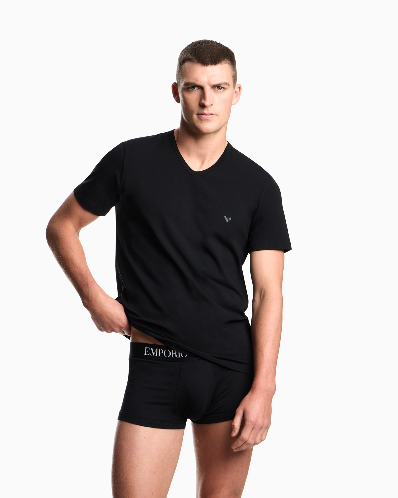 Two-pack of stretch jersey loungewear V-neck T-shirts Slide 1