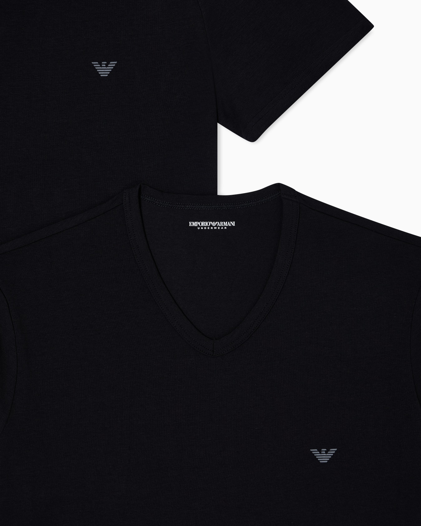 Two-pack of stretch jersey loungewear V-neck T-shirts Slide 3