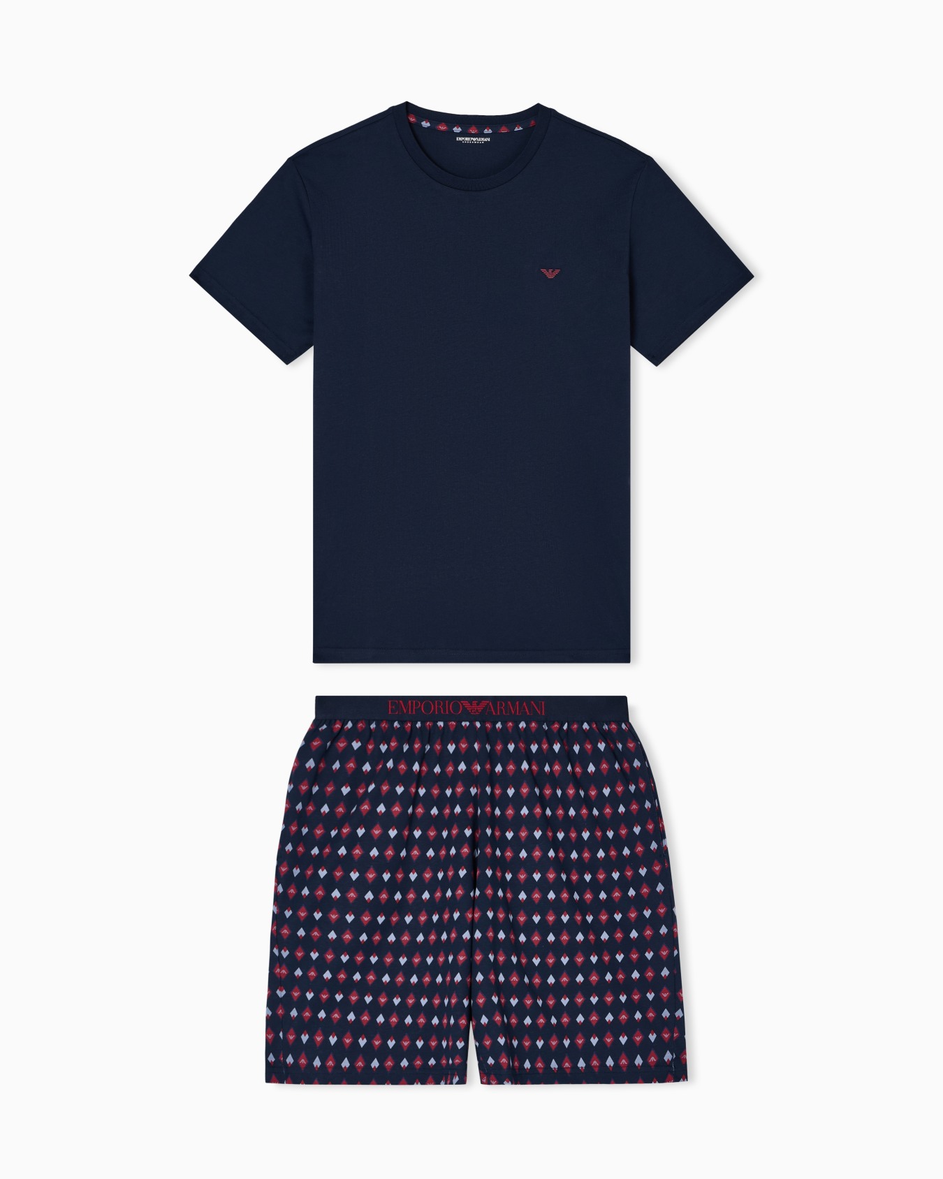 Mixed-pattern print pyjamas with Bermuda shorts Slide 0