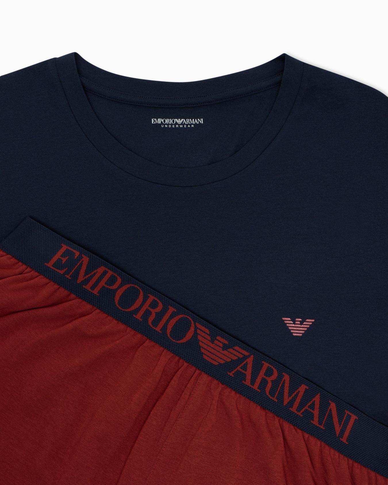 Short pyjama set in cotton jersey with logo waistband | Emporio Armani