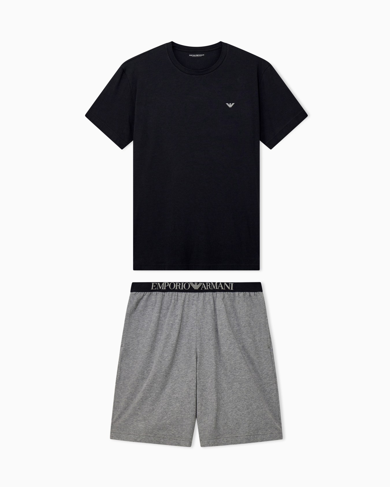 Short pyjama set in cotton jersey with logo waistband | Emporio Armani