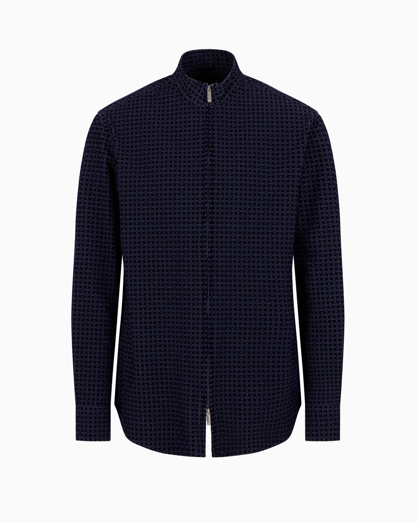 Full-zip shirt in technical fabric with flocked pattern Slide 0