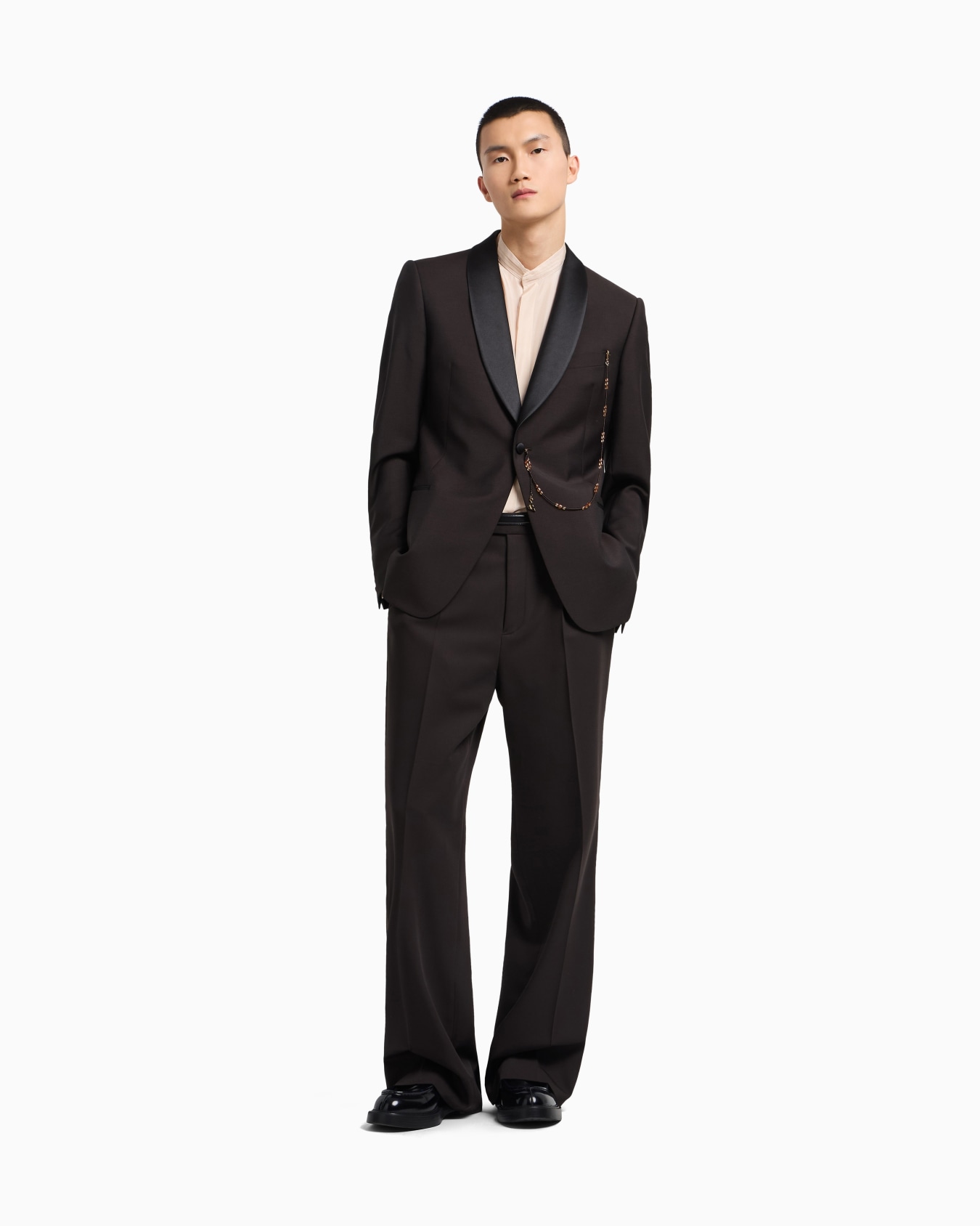 Camicia gollo guru plissé in pura seta Slide 2