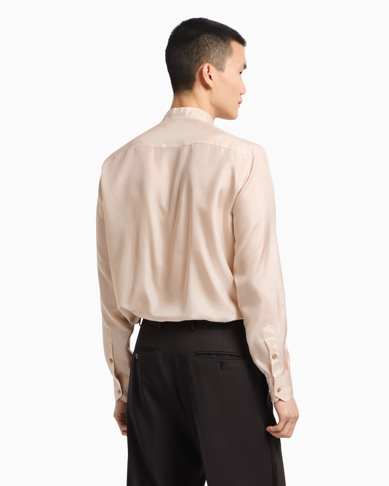 Camicia gollo guru plissé in pura seta Slide 3