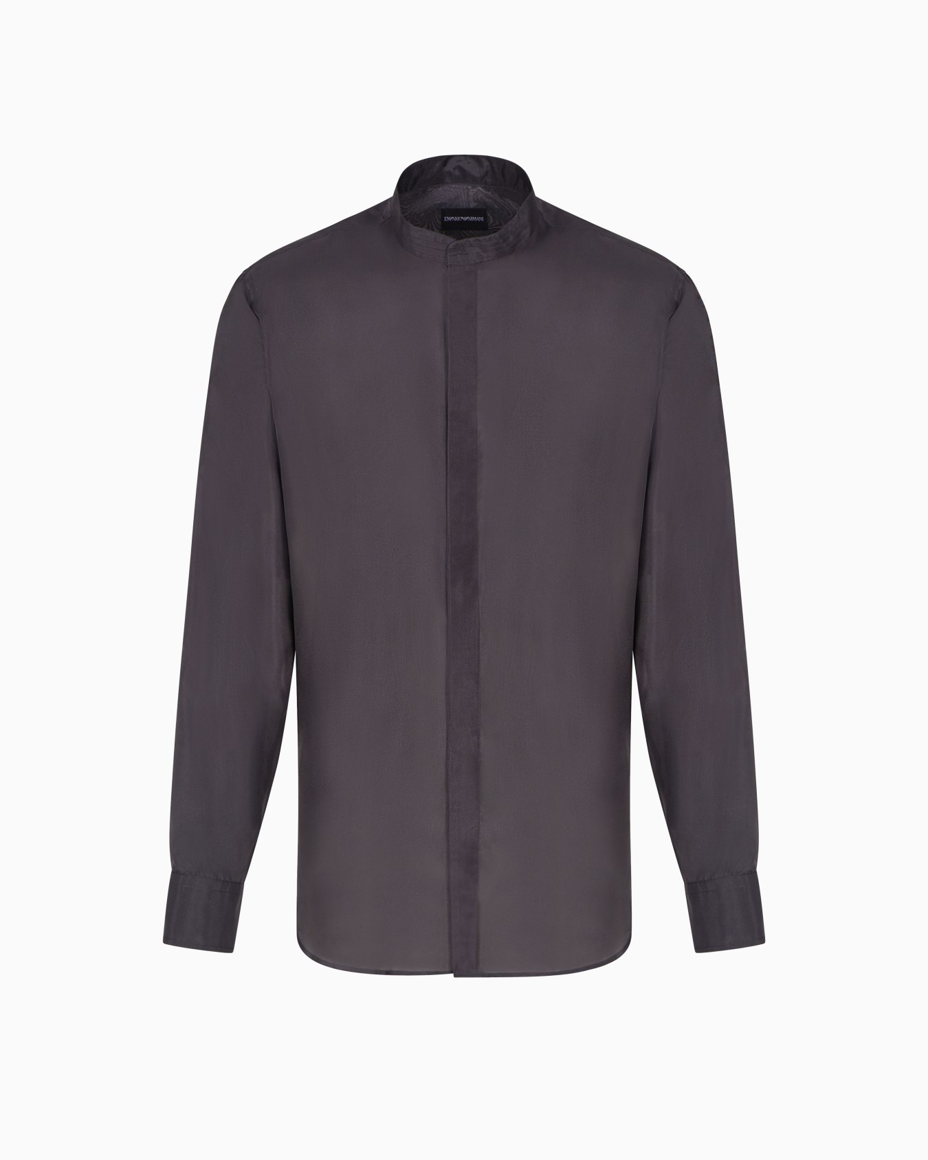 Camisa plisada de seda pura con cuello de tira Diapositiva 0