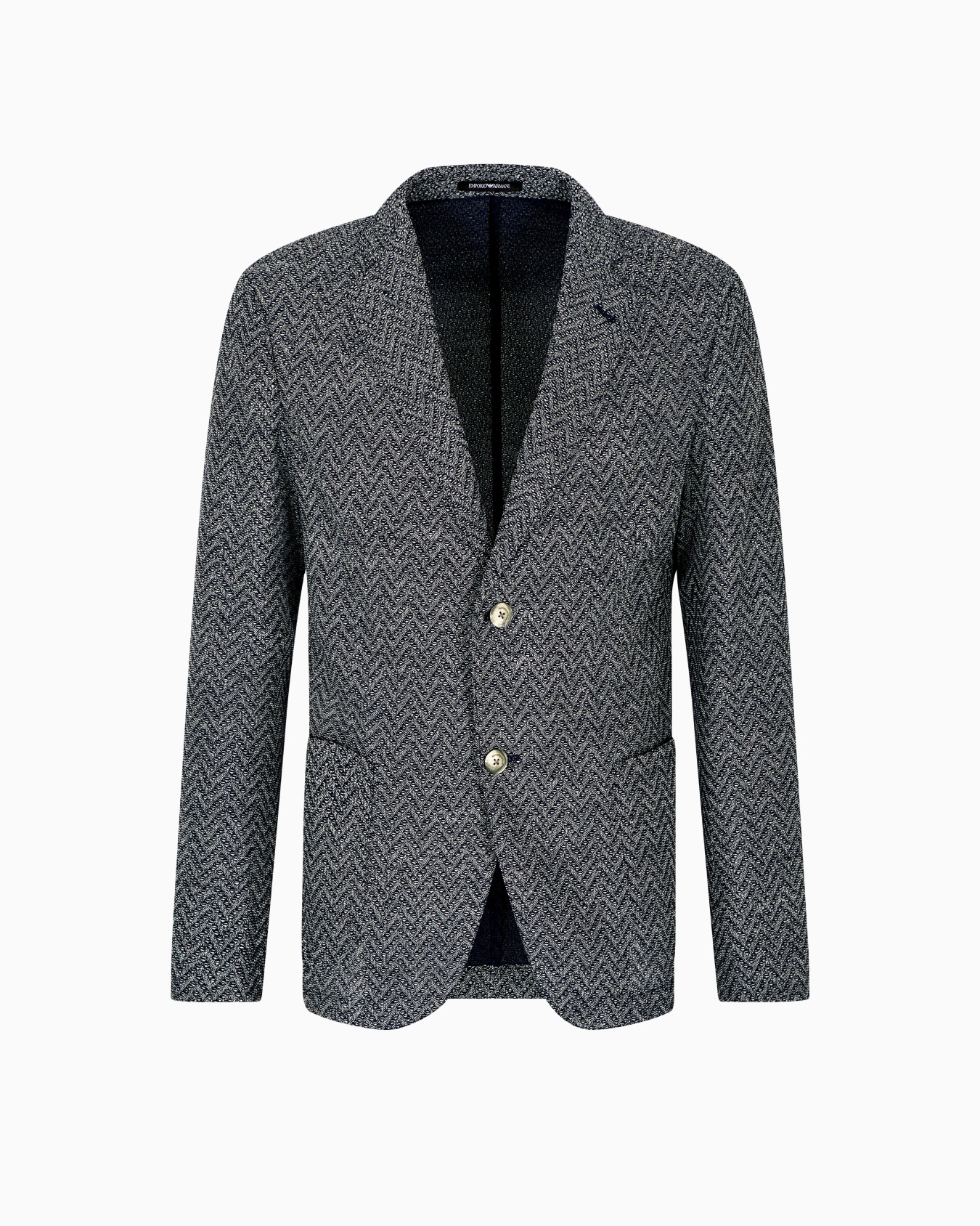 Icon single-breasted jacket in chevron-motif wool Slide 0