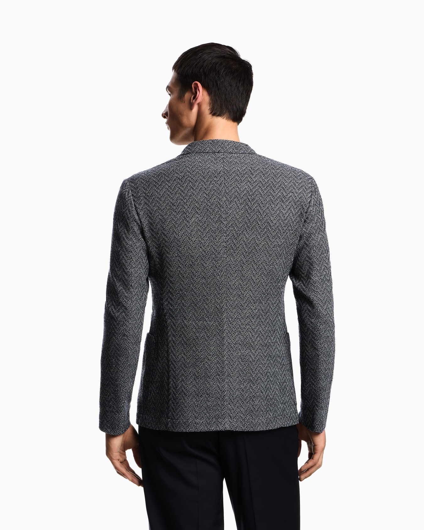 Icon single-breasted jacket in chevron-motif wool Slide 2
