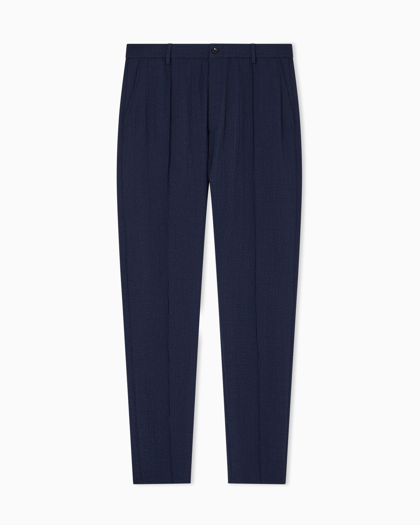 Pleated technical seersucker fabric trousers Slide 0